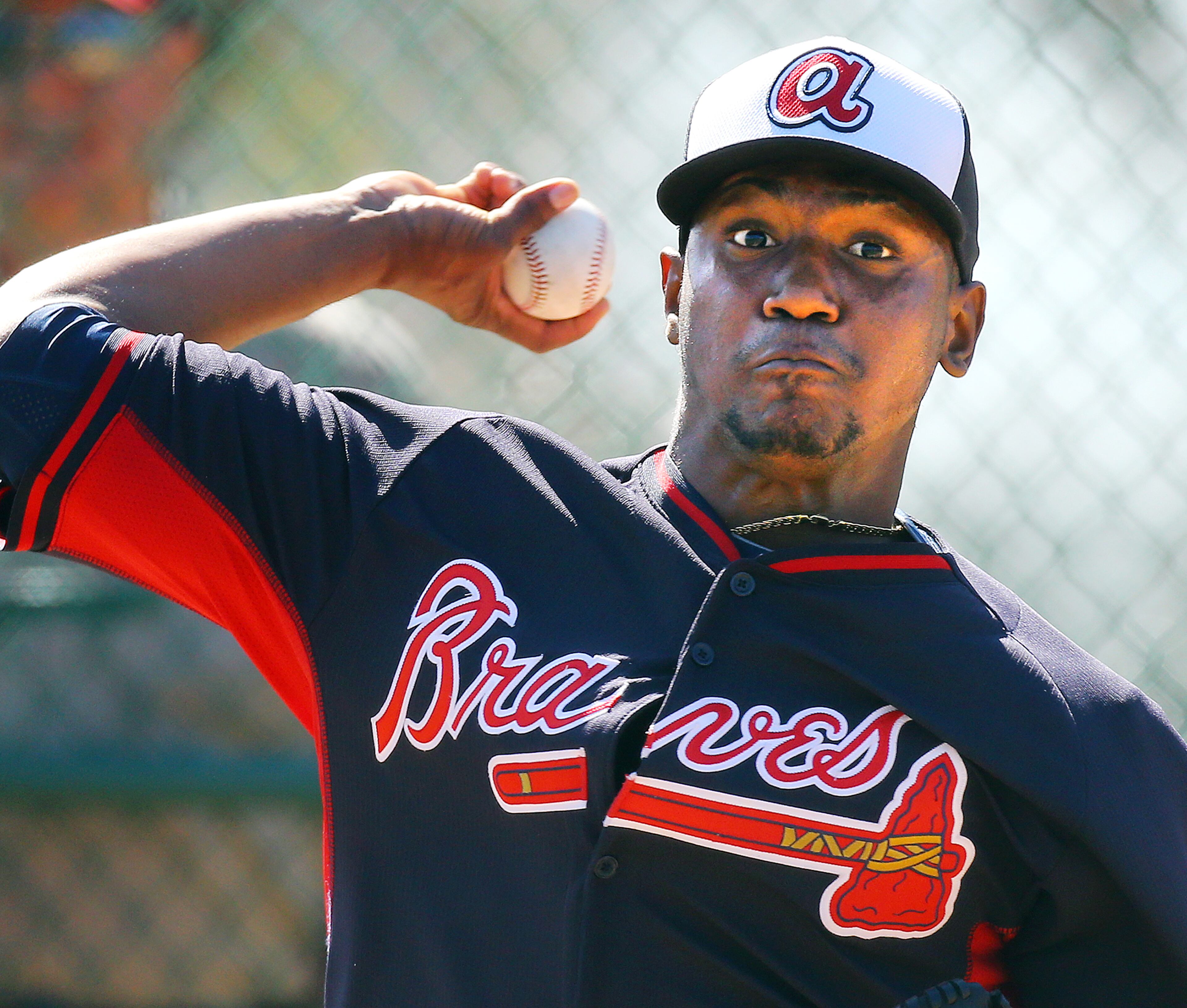 Julio Teheran delivers a pitch.