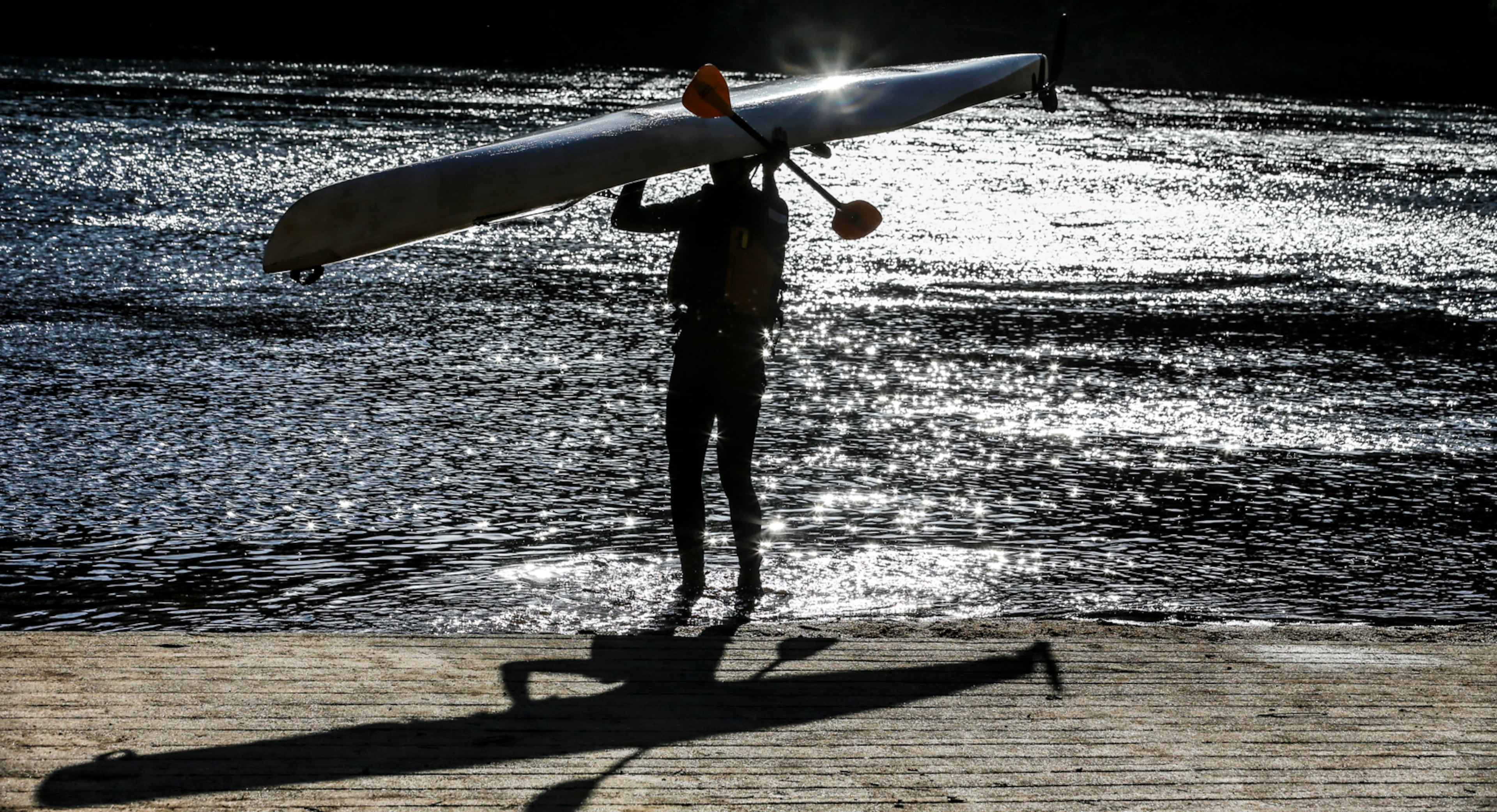 February 24, 2017 COBB COUNTY : With temperatures flirting with a record high, Kristofer Wollein Waldetoff emerged from the waters of the Chattahoochee River Friday morning, February 24, 2017 at the Palisades West unit of the Chattahoochee River National Recreation Area in Cobb County after paddling his kayak. Wollein Waldetoff moved to Atlanta from Sweden in 2015 and is used to seeing lots of snow and gray skies in February. He said, ÛÏThis is more like summer.Û? The unseasonably warm winter trend continued Friday for metro Atlanta. Based on average highs, this is the warmest February on record since 1879, according to the National Weather Service. JOHN SPINK /JSPINK@AJC.COM
