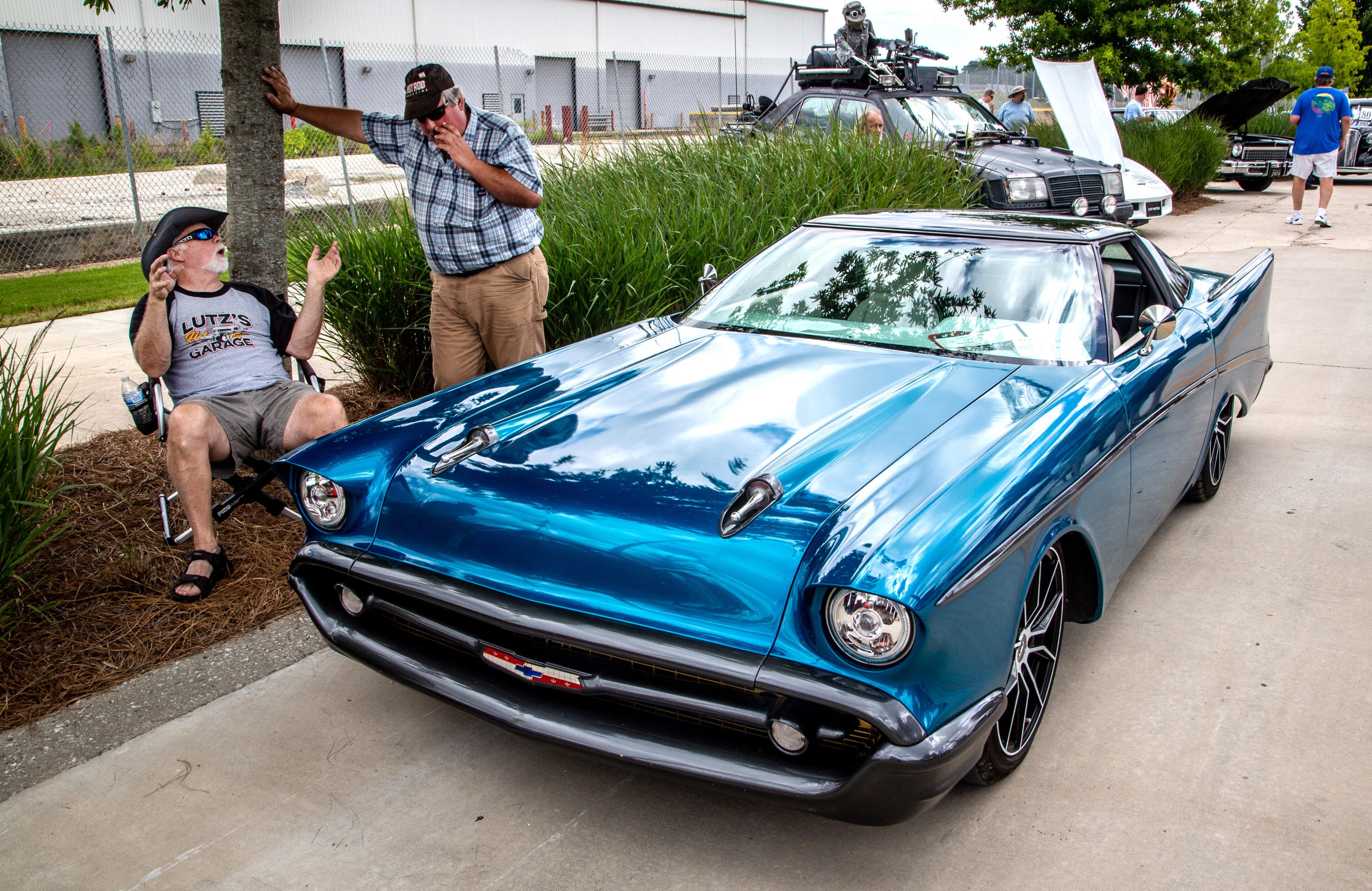 John Latz (left) talks about his handmade car during the Doraville Car Show along Assembly Line Drive on Saturday, June 26, 2021. (Photo: Steve Schaefer for The Atlanta Journal-Constitution)