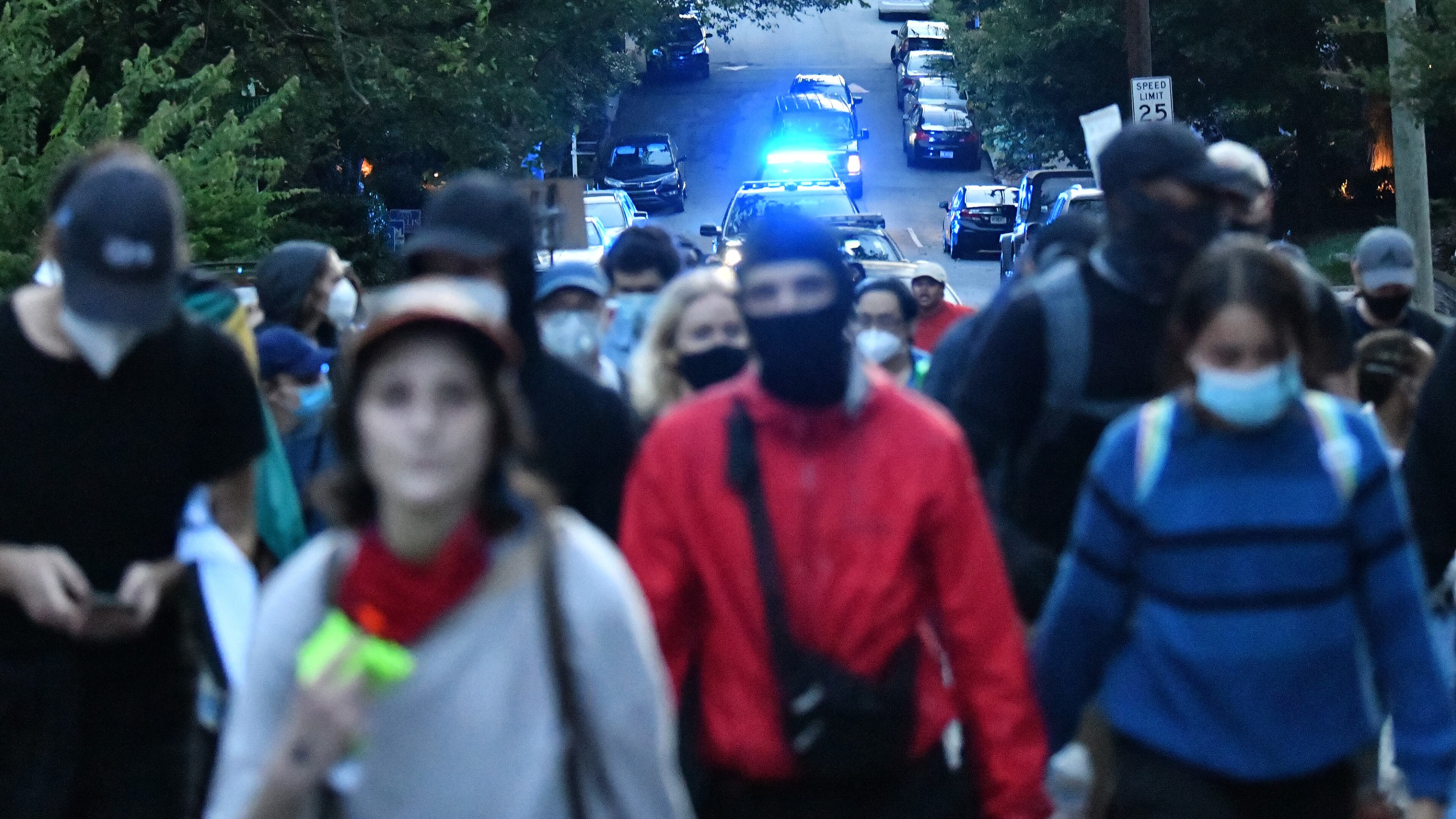 Several protesters moved into Midtown and Viriginia-Highland after Atlanta's curfew went into effect Friday.