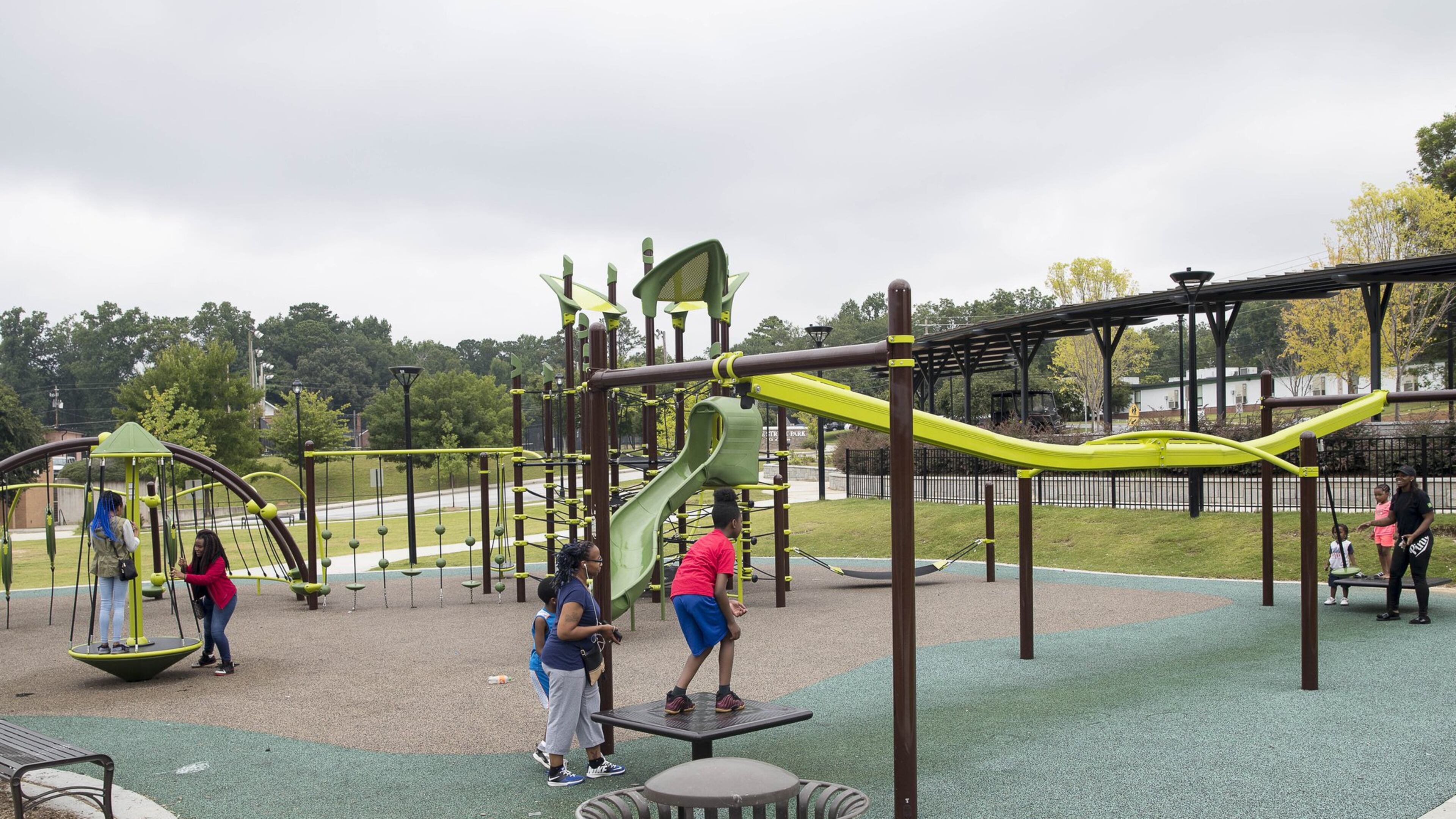 07/27/2018 — Jonesboro, Georgia — A play area at Lee Street Park in downtown Jonesboro, Monday, July 30, 2018. (ALYSSA POINTER/ALYSSA.POINTER@AJC.COM)