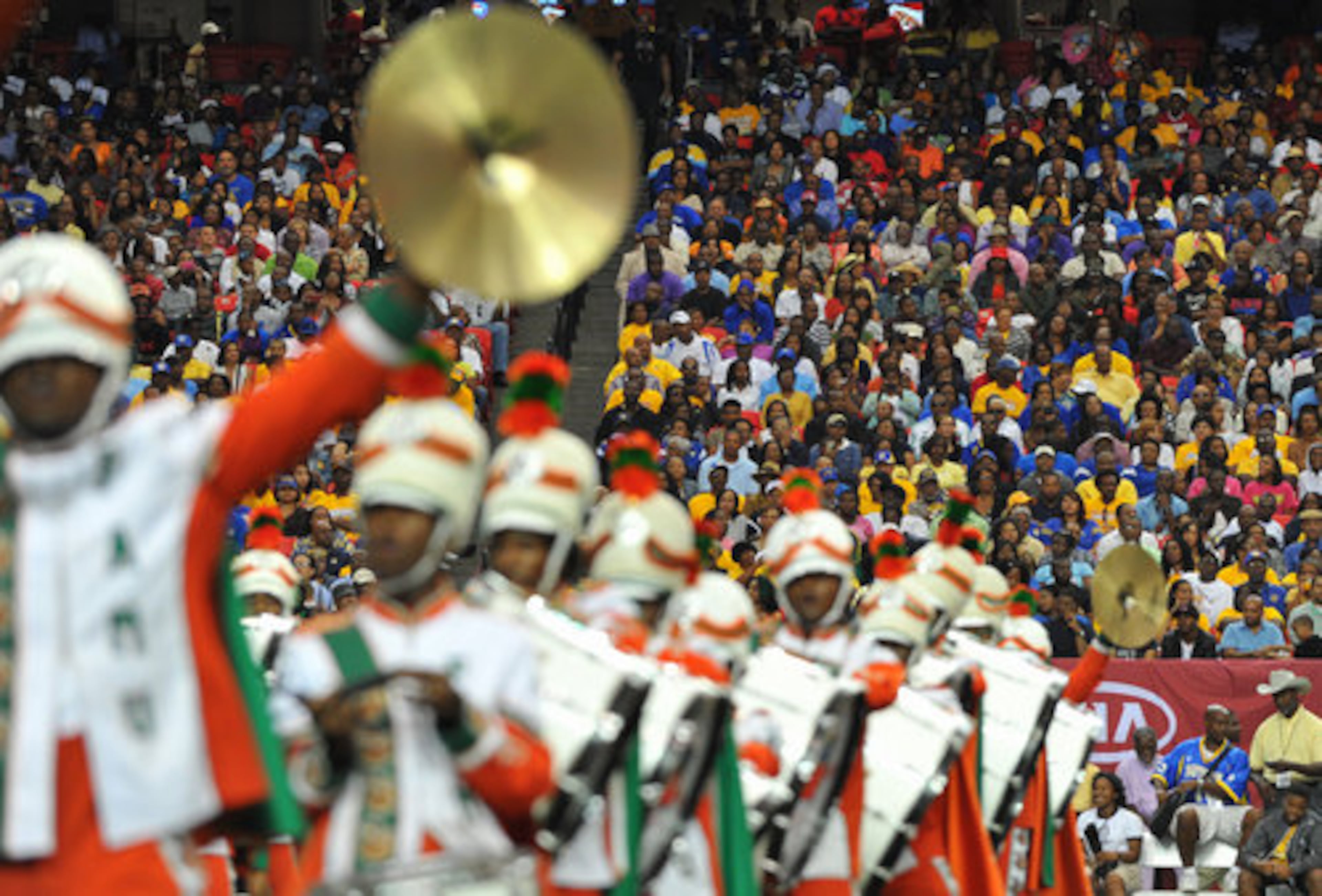 At most sporting events half time is when you leave your seat to get a hotdog, not at the 23rd Annual Atlanta Football Classic at the Georgia Dome Saturday September 24, 2011. The seat don't completely fill up until half time.