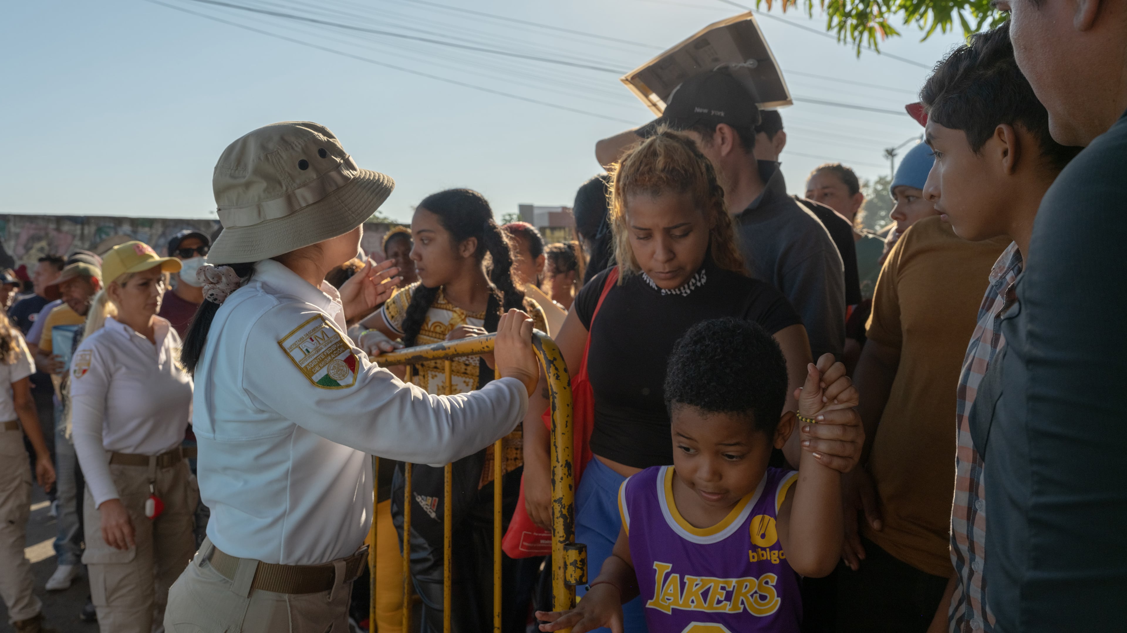 Asylum-seekers with application appointments line up at the Mexican migration agency to obtain permits to travel north to a U.S. port of entry, in the southern city of Tapachula, Mexico, Jan 17, 2025. (Alejandro Cegarra/The New York Times)