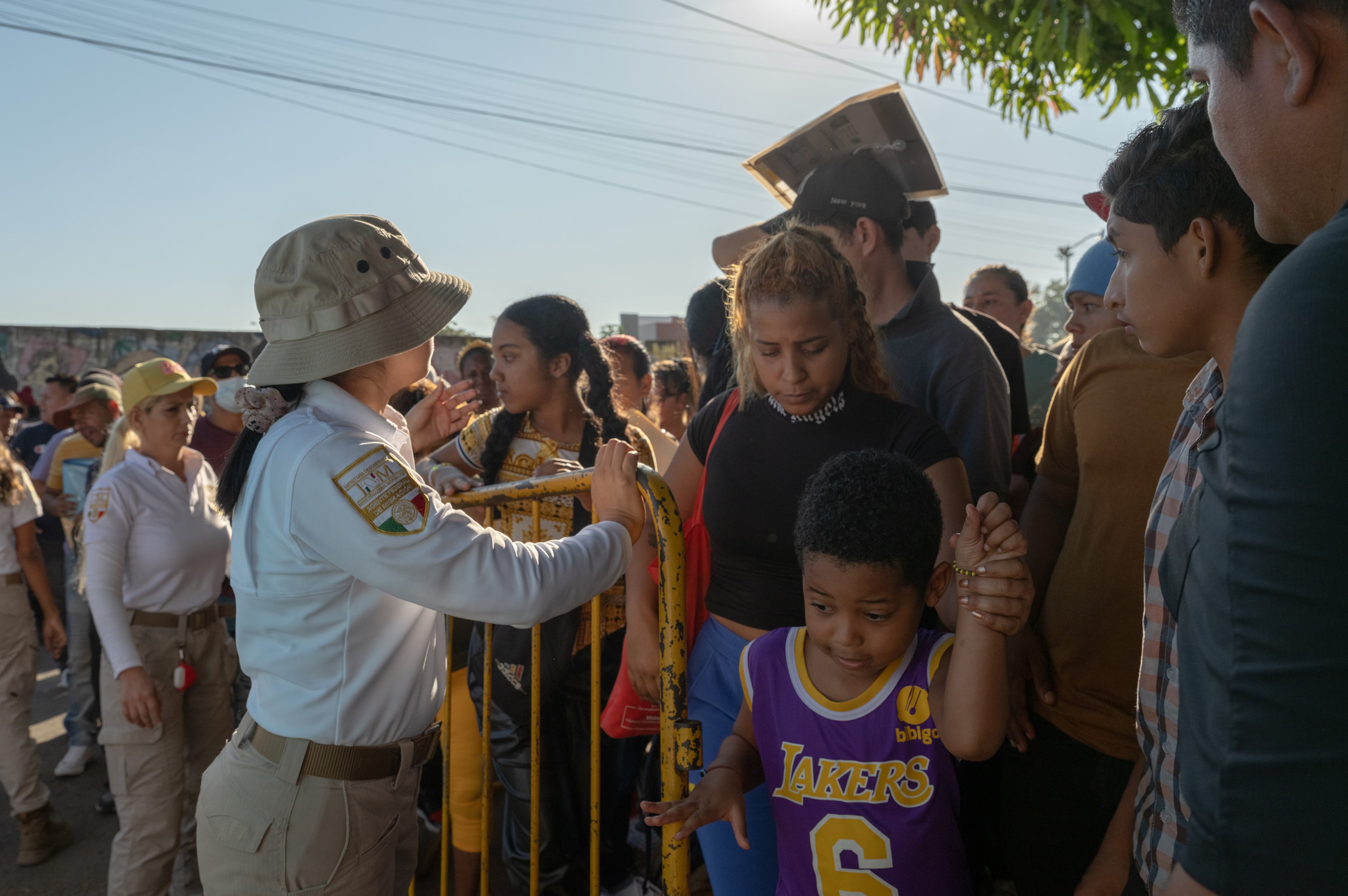 Asylum seekers with application appointments line up at the Mexican migration agency to obtain permits to travel north to a U.S. port of entry, in the southern city of Tapachula, Mexico, Jan 17, 2025. (Alejandro Cegarra/The New York Times)