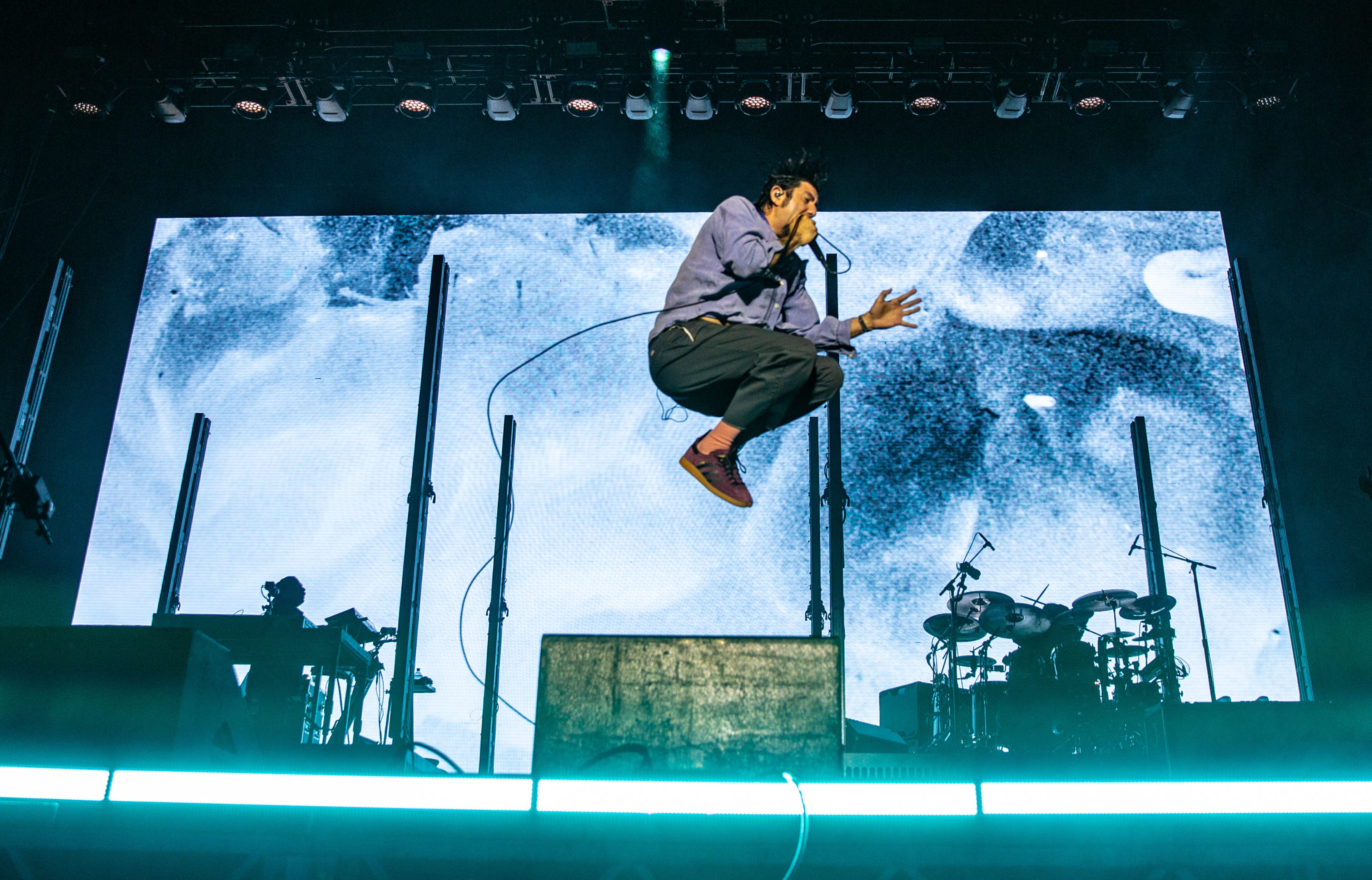 The Deftones closed out Night 1 of Shaky Knees to a very packed Piedmont Park on Friday, Sept. 19, 2025. Lead singer Chino Moreno was drenched in sweat in his blue button-up, but his vocals and energy didn’t seem defeated by the Atlanta heat. (Ryan Fleisher for the AJC)