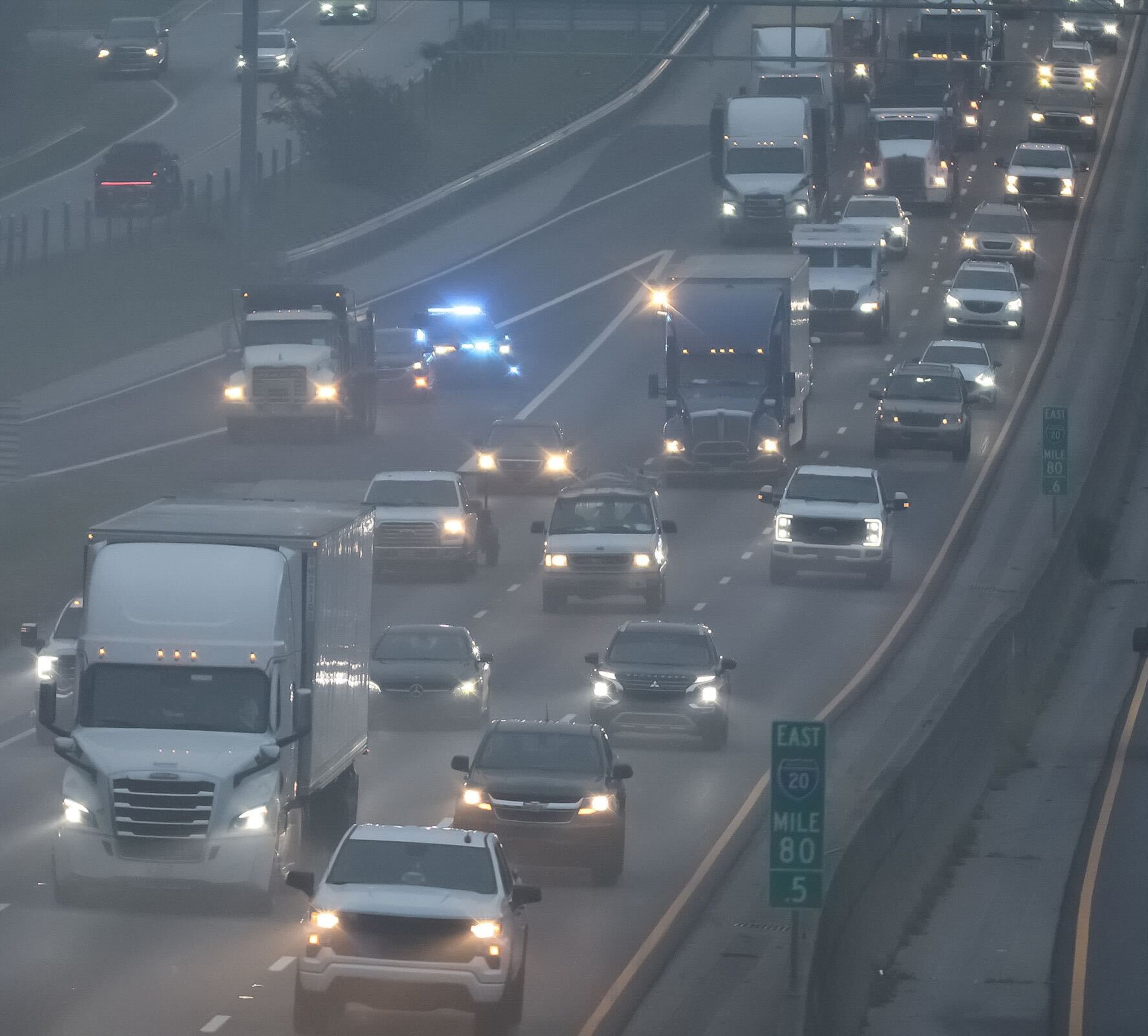 The scene along I-20 eastbound at West Avenue in Conyers.