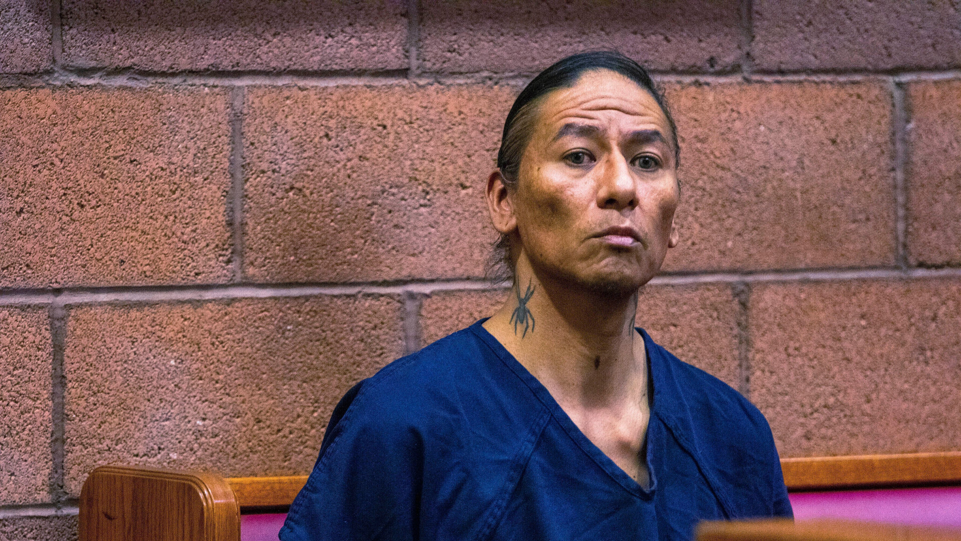 FILE - Nathan Chasing Horse sits in court, Feb. 8, 2023, in North Las Vegas, Nev. (AP Photo/Ty O'Neil, File)