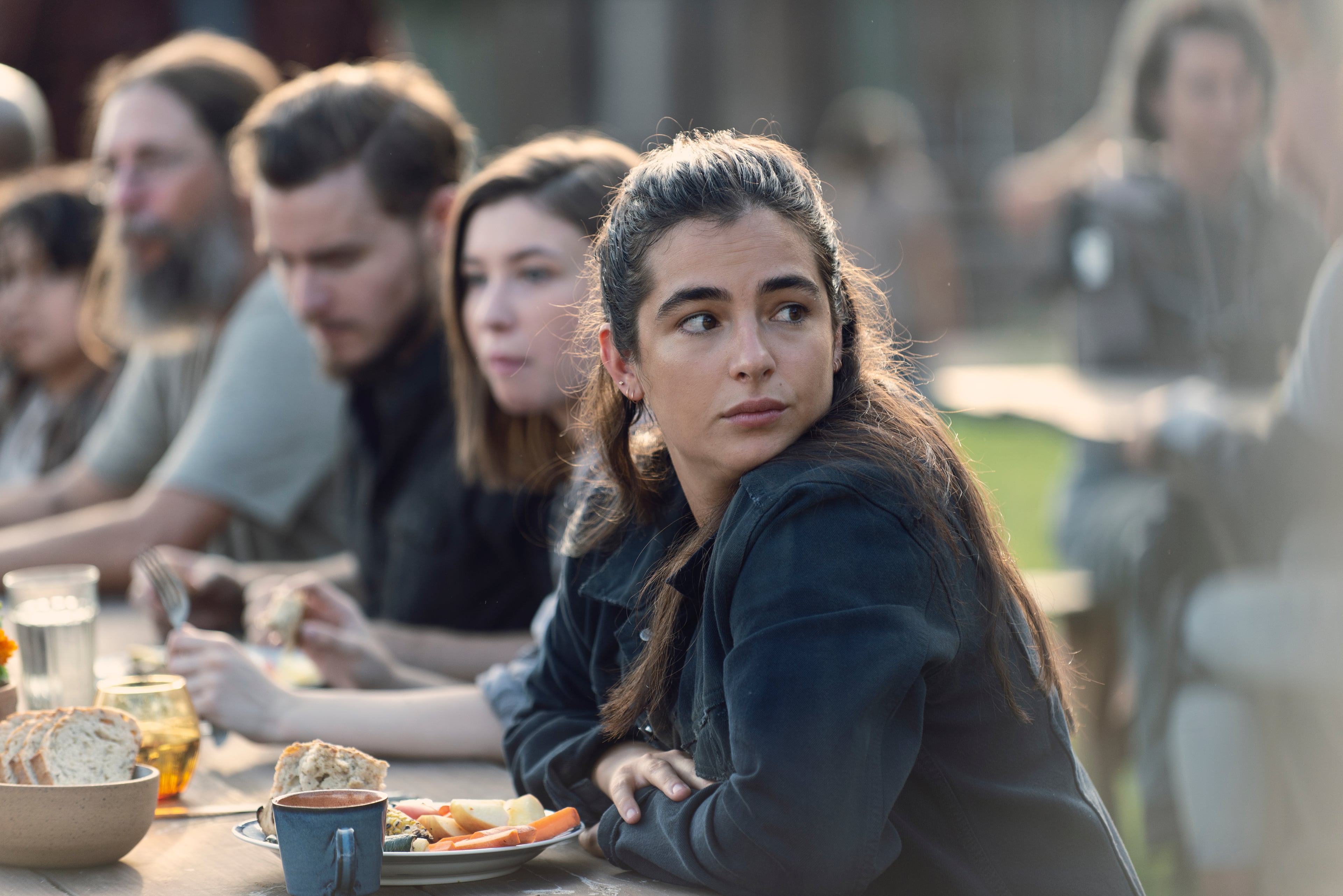 Alanna Masterson as Tara Chambler, Katelyn Nacon as Enid, Callan McAuliffe as Alden - The Walking Dead _ Season 9, Episode 8 - Photo Credit: Gene Page/AMC