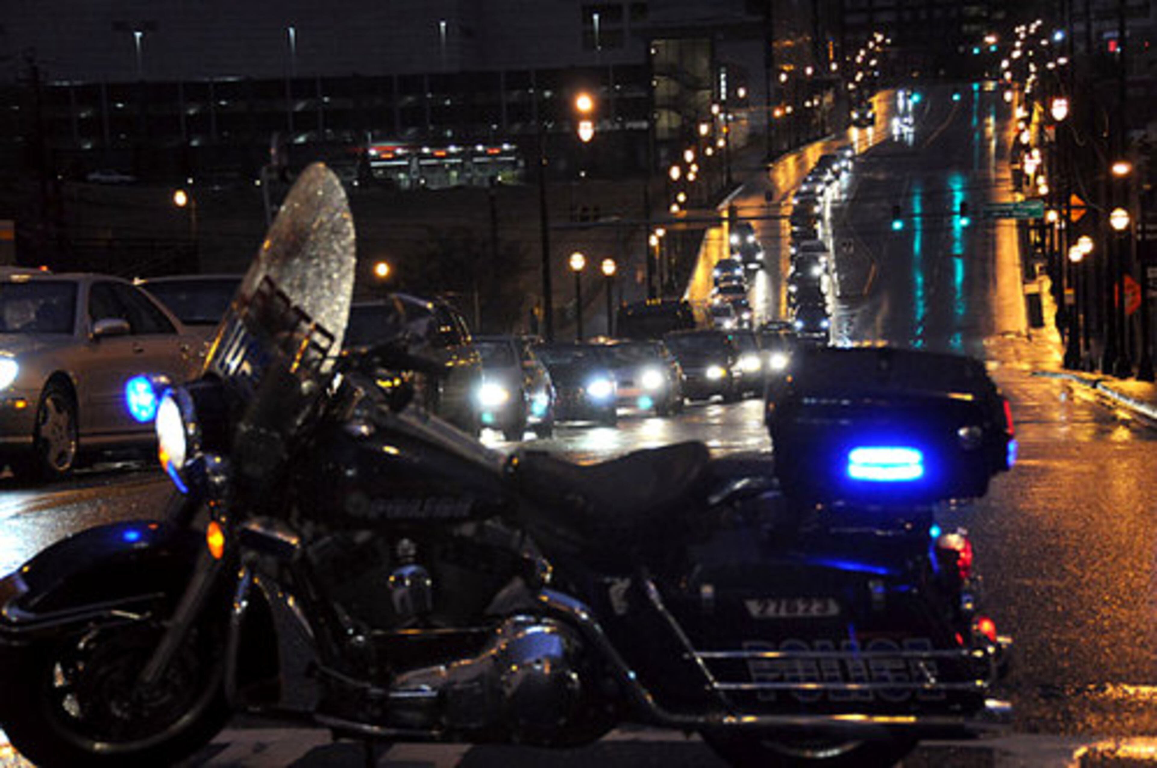 Many downtown streets were blocked off by police, including Ivan Allen Boulevard adjacent to the Georgia Aquarium.