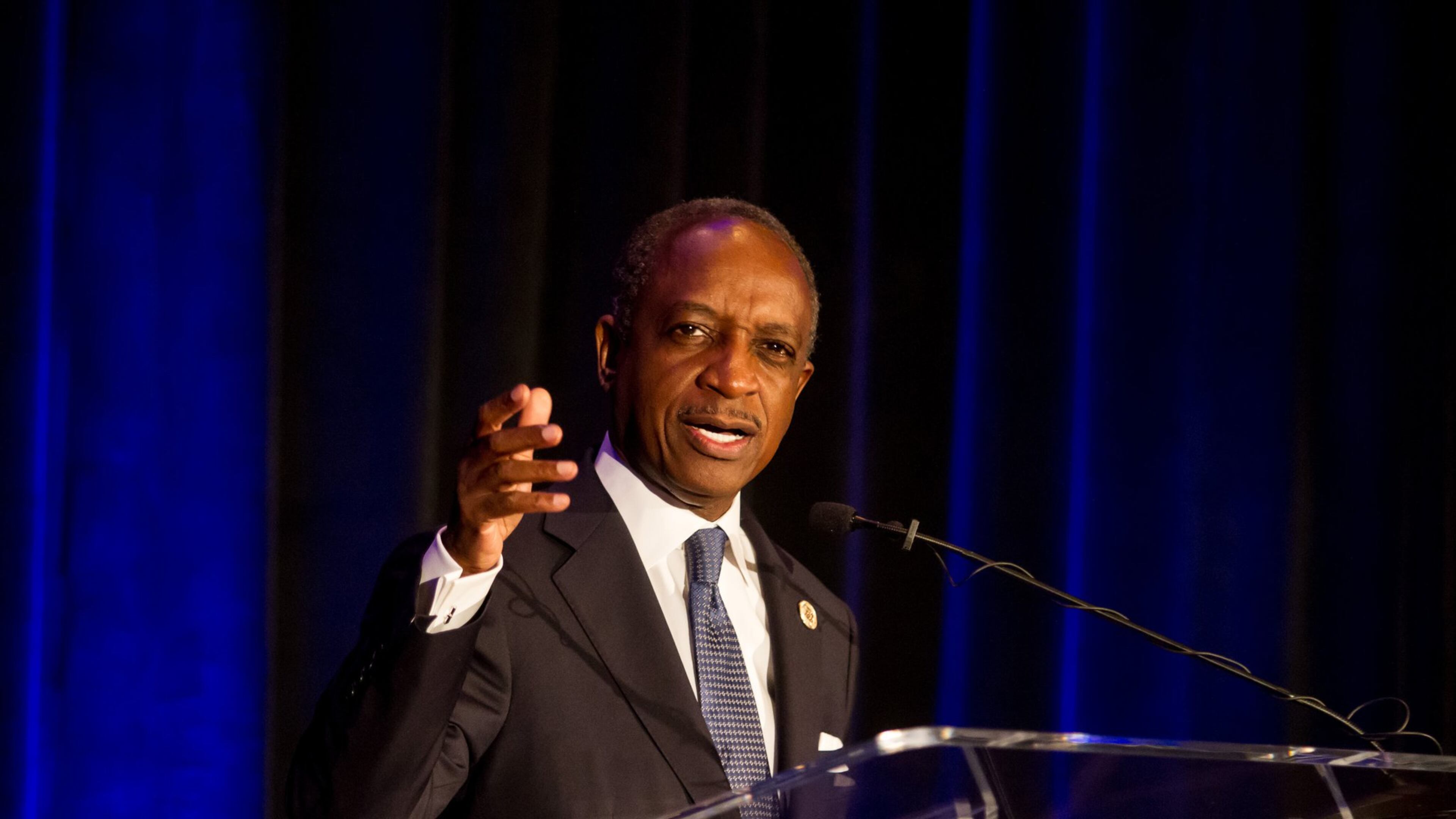 DeKalb CEO Mike Thurmond delivers his first State of the County address at a luncheon at the Thalia N. Carlos Hellenic Community Center in Atlanta on Thursday, March 30, 2017. STEVE SCHAEFER / SPECIAL TO THE AJC