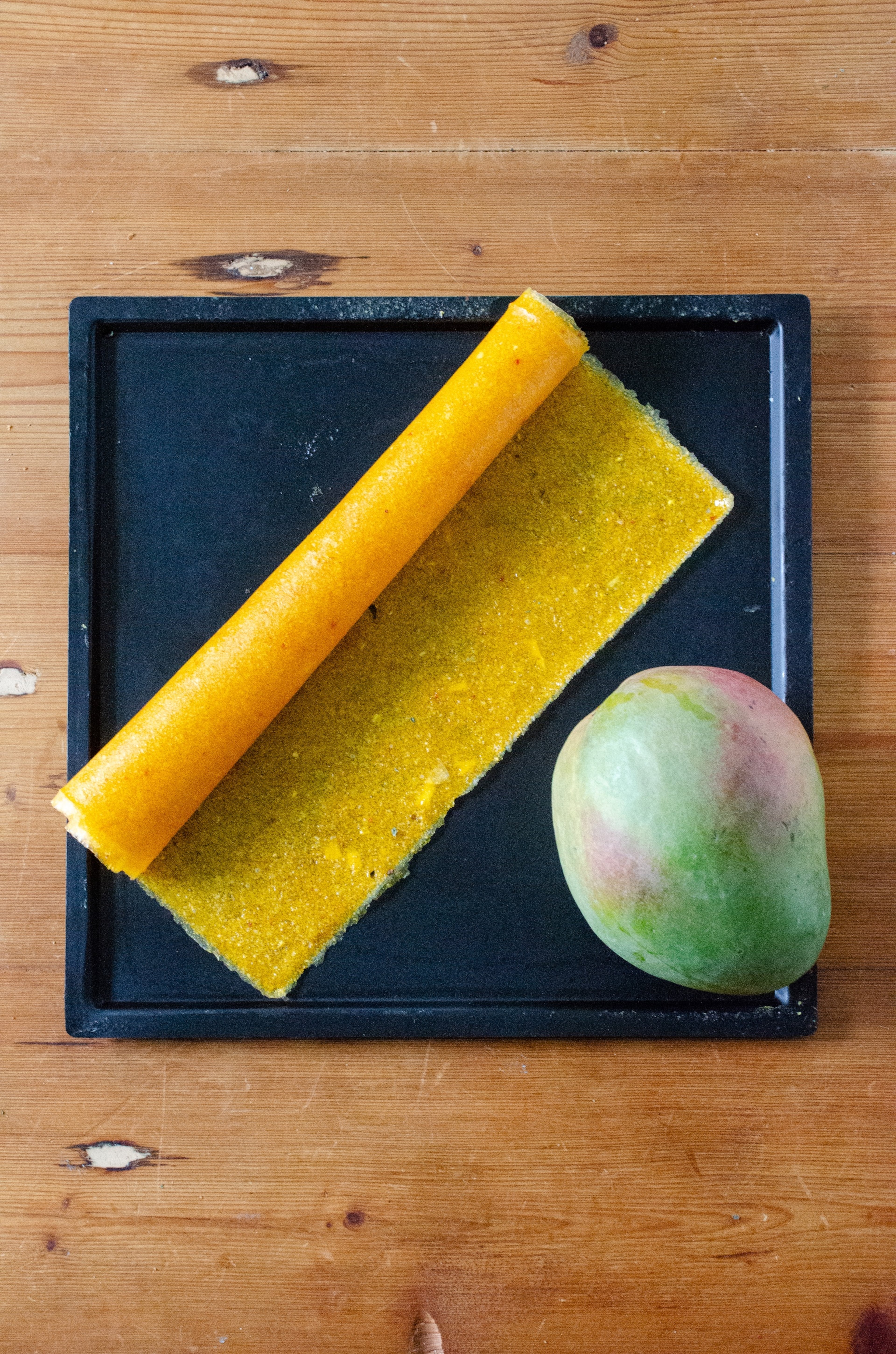 Mango Aleppo Fruit Leather is gently sweet with a hint of spice. (Virginia Willis for The Atlanta Journal-Constitution)