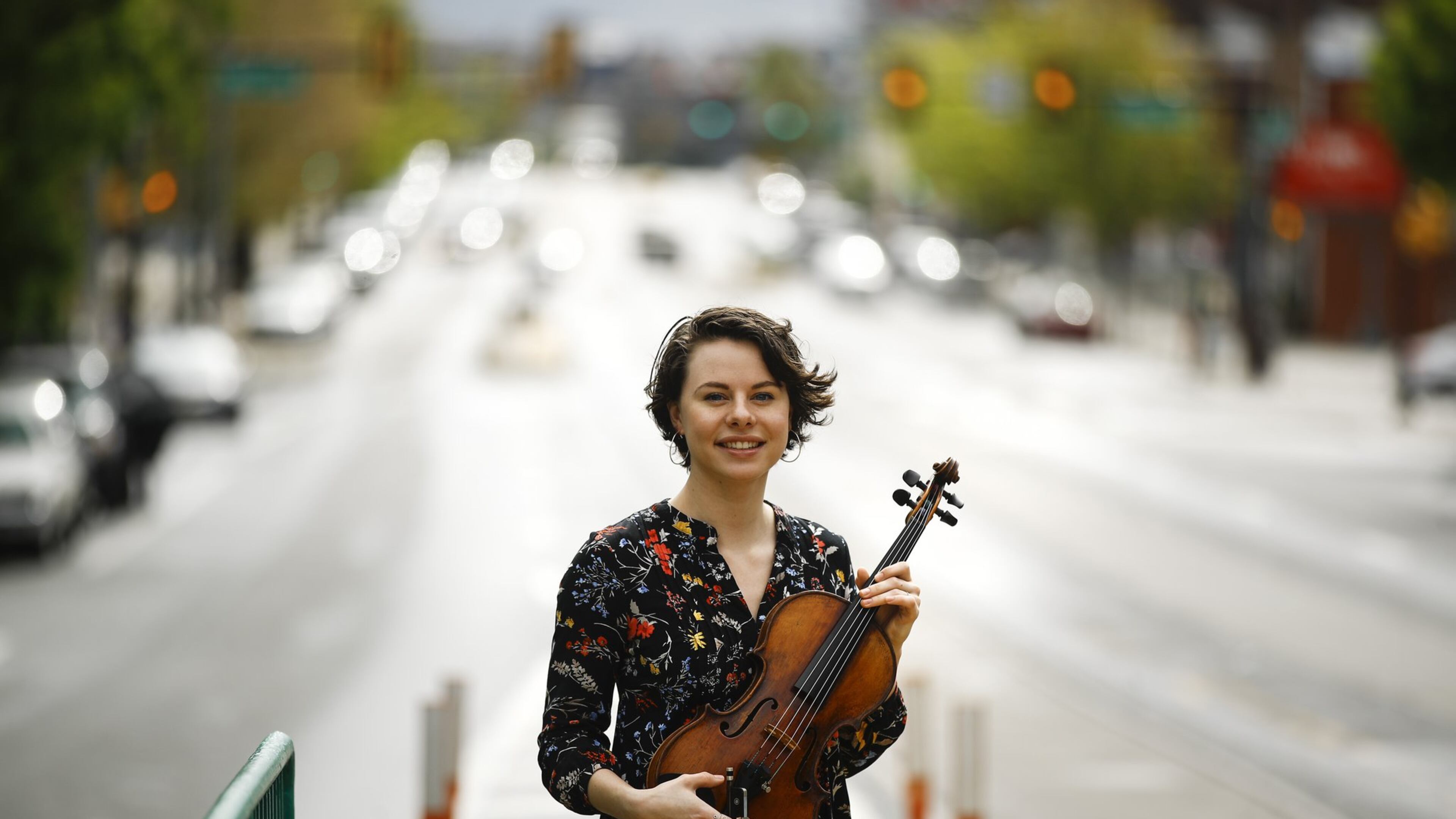 Brooke Mead poses for a photograph in Philadelphia. Devastated by the cancellation of her graduate recital because of coronavirus concerns, Mead was invited to perform instead on the Philadelphia Orchestra’s live webcast. (AP Photo/Matt Rourke)