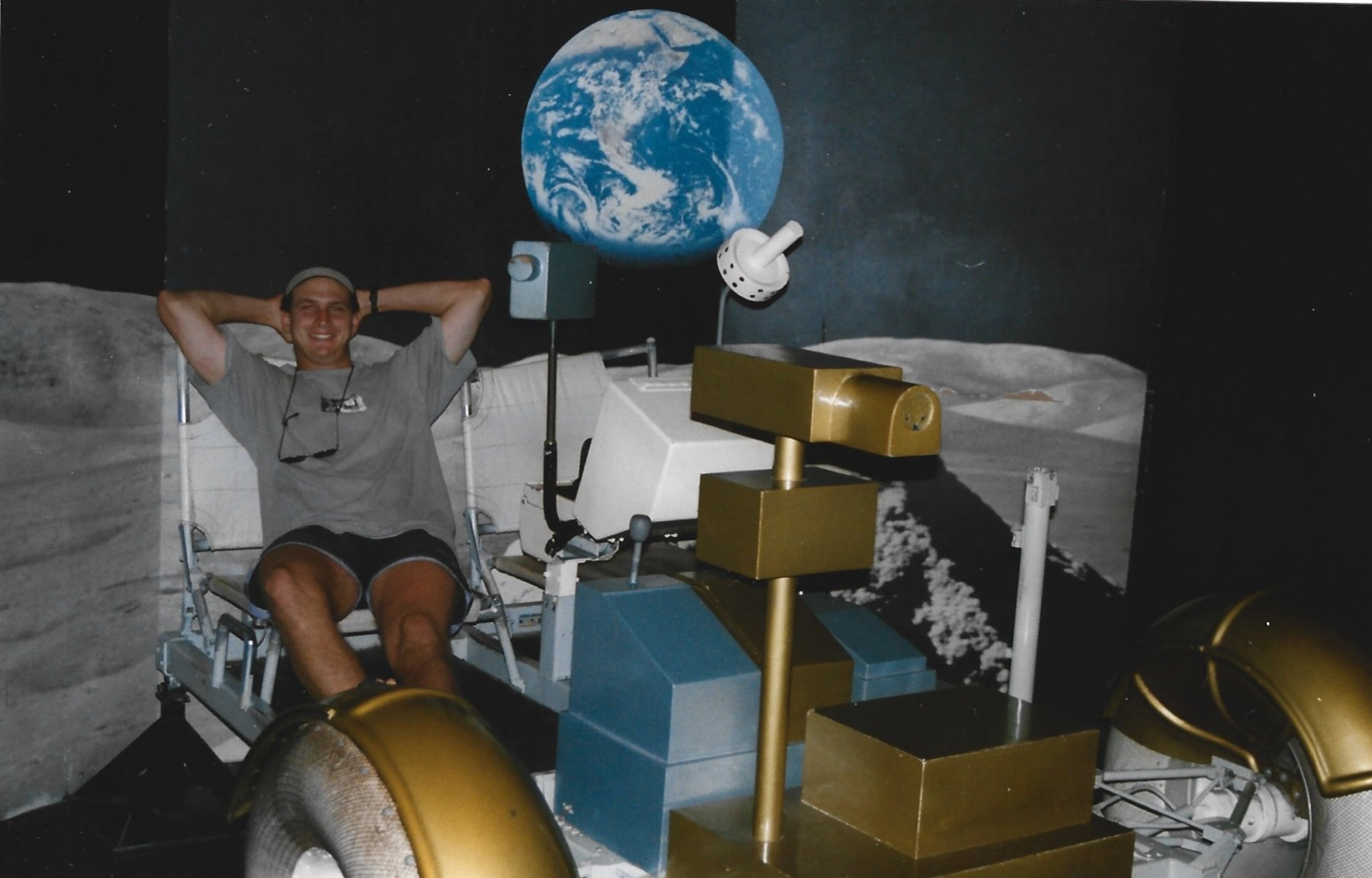 Steve poses on a rover in Cape Canaveral, Florida. It was one of his final stops before coming to Atlanta for the 1996 Summer Olympics. (Courtesy of Steve Leo)