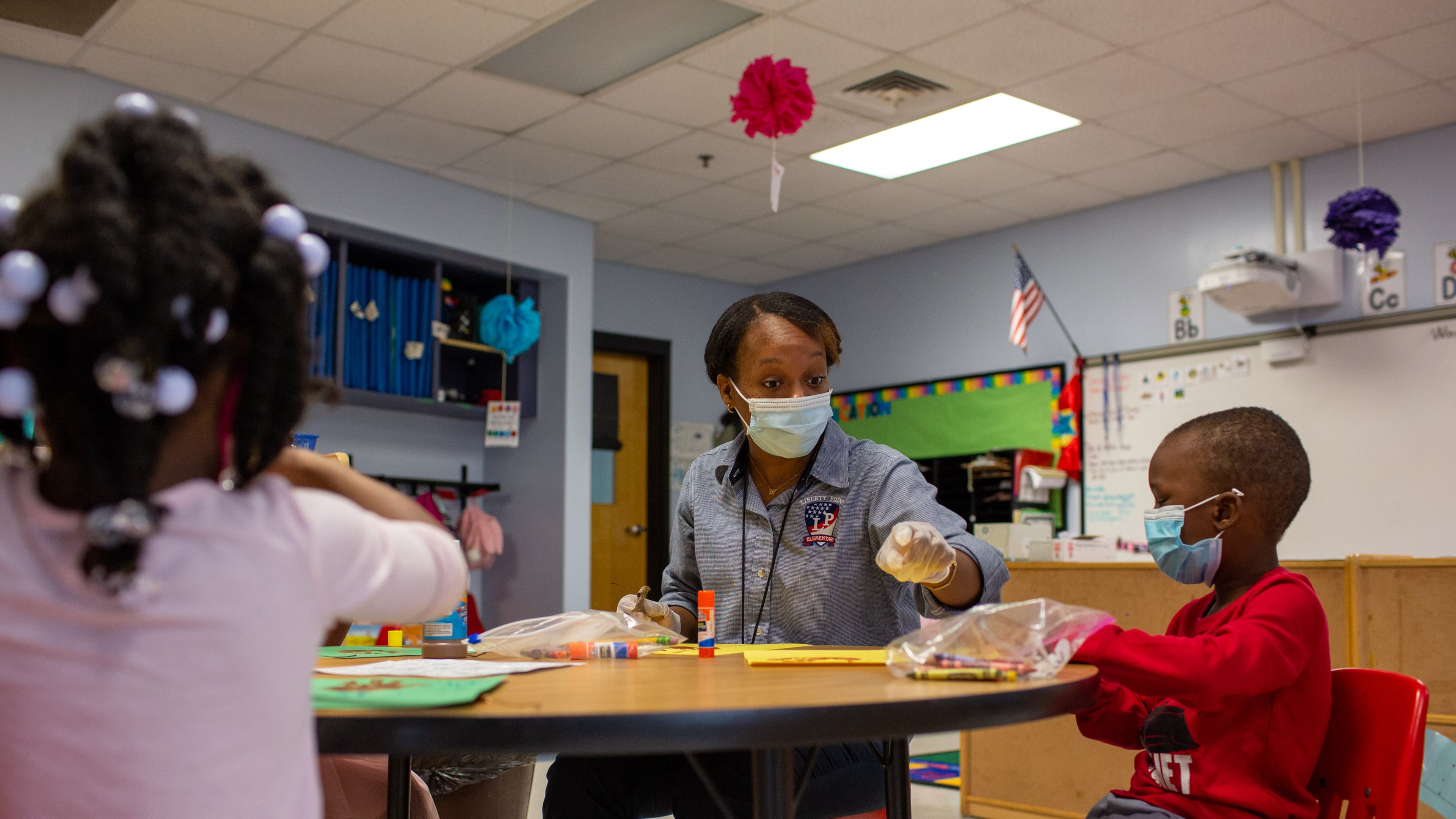 Micahiah Drake is a first-year teacher at Liberty Point Elementary School in Union City and has had to adjust her teaching style because of the coronavirus pandemic. (Rebecca Wright for The Atlanta Journal-Constitution)