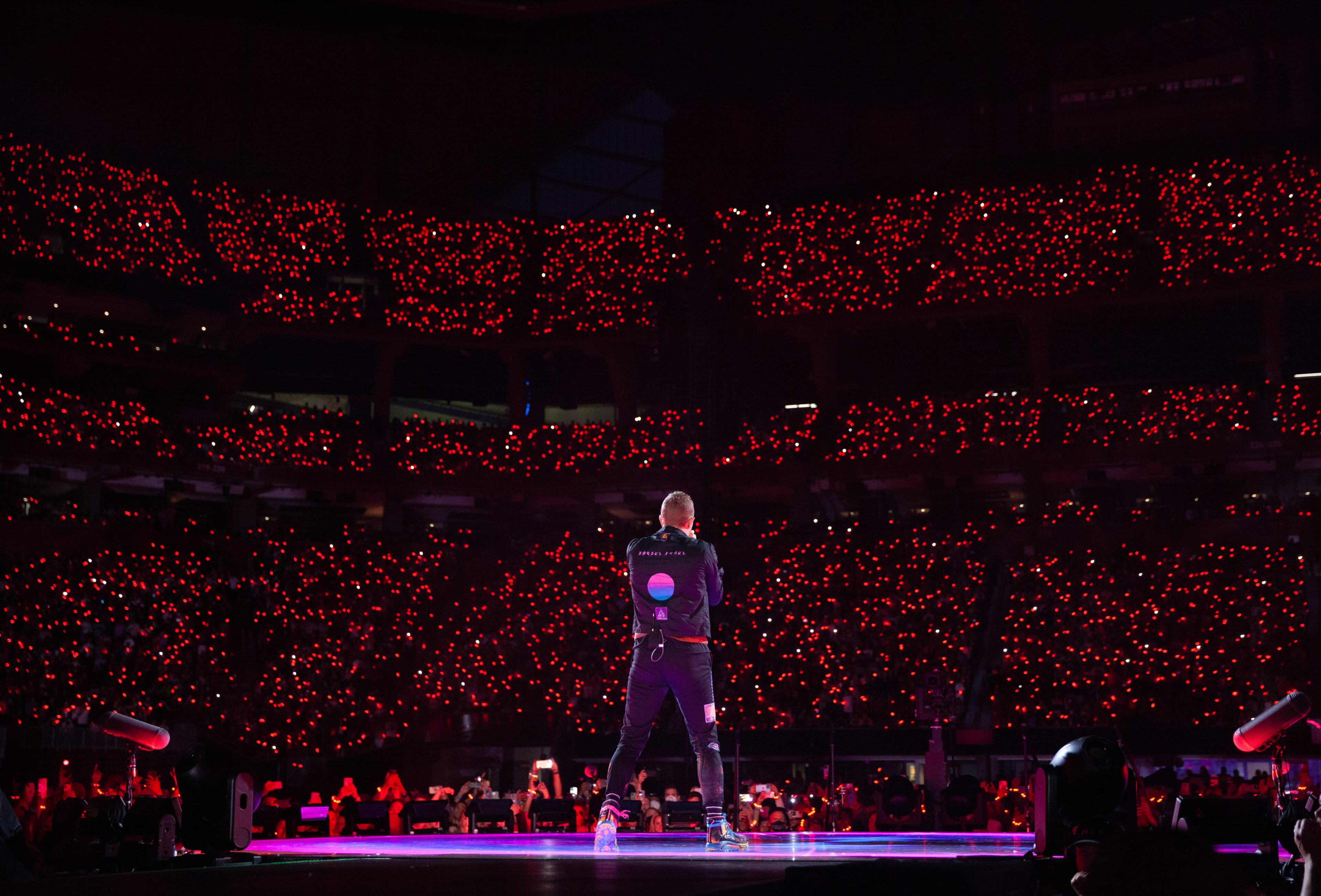 Coldplay performs at Mercedes-Benz Stadium in Atlanta on Saturday night, June 11, 2022, on the Music of the Spheres World Tour. (Ryan Fleisher for The Atlanta Journal-Constitution)