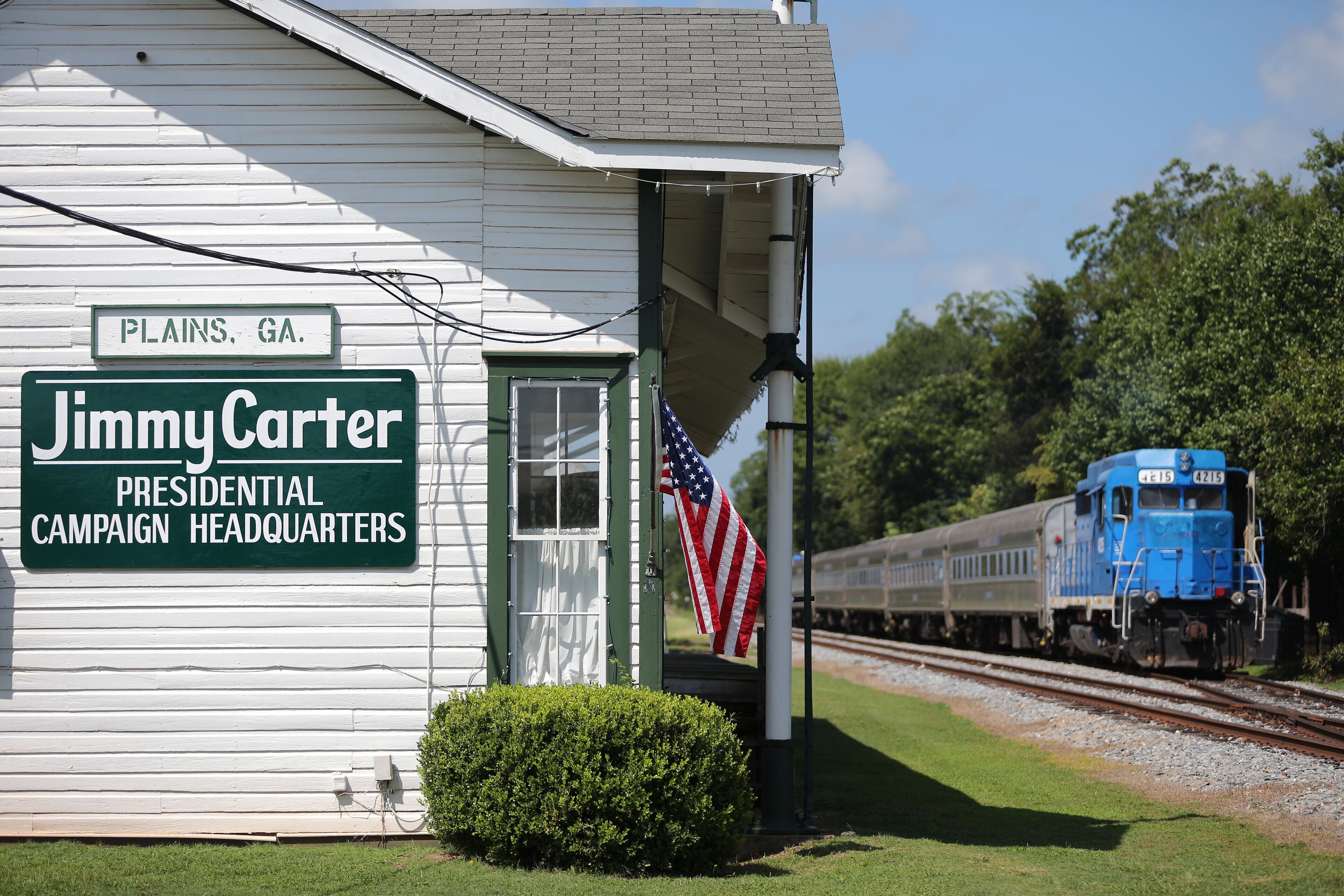 The SAM Shoreline excursion train sits alongside the Plains Depot while dropping off tourists Saturday August 15, 2015.