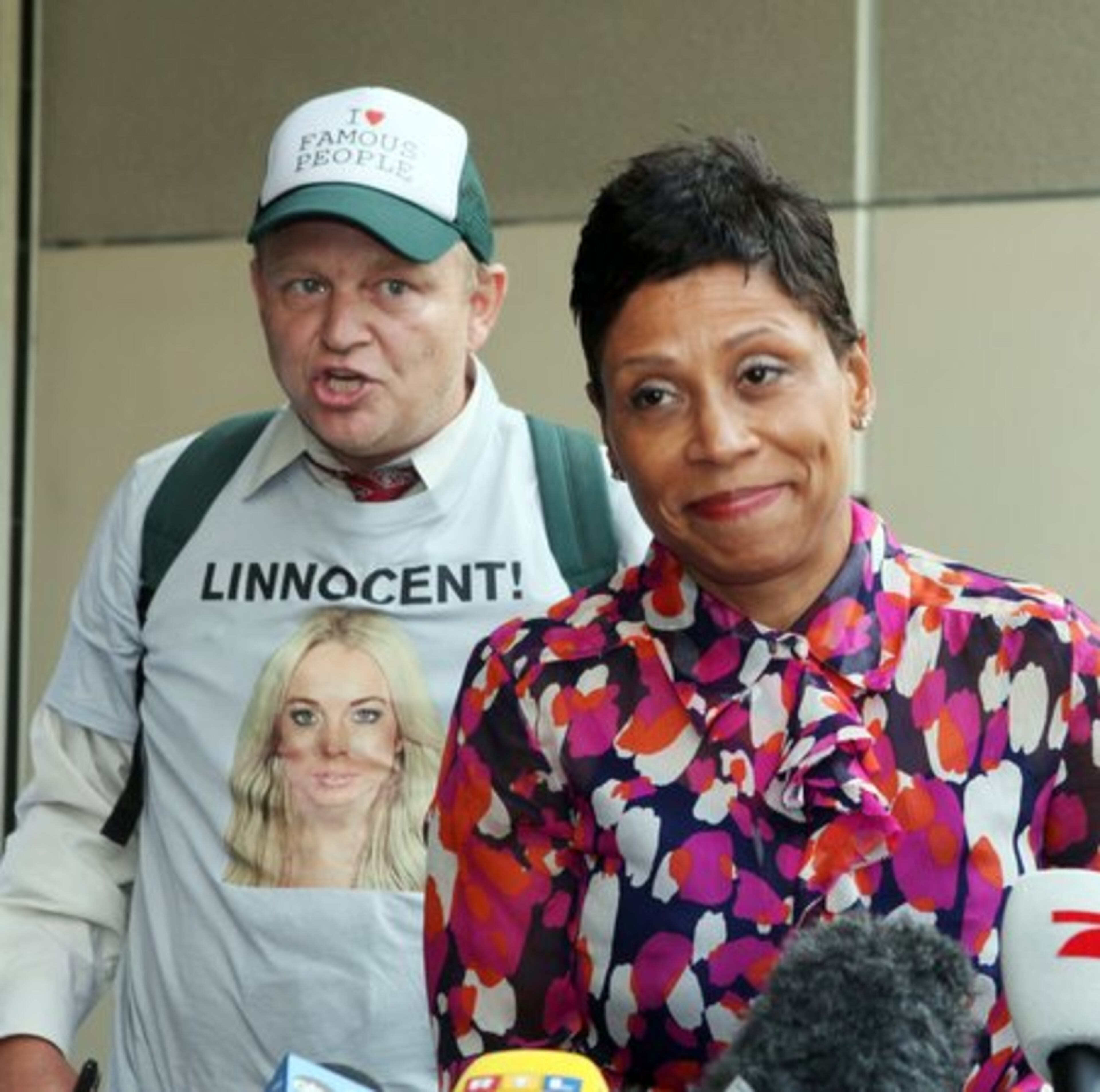 As Shawn Chapman Holley addressed the media, Lindsay Lohan supporter Jake Byrd made his presence known. Holley said Lohan had "stepped up and accepted responsibility."