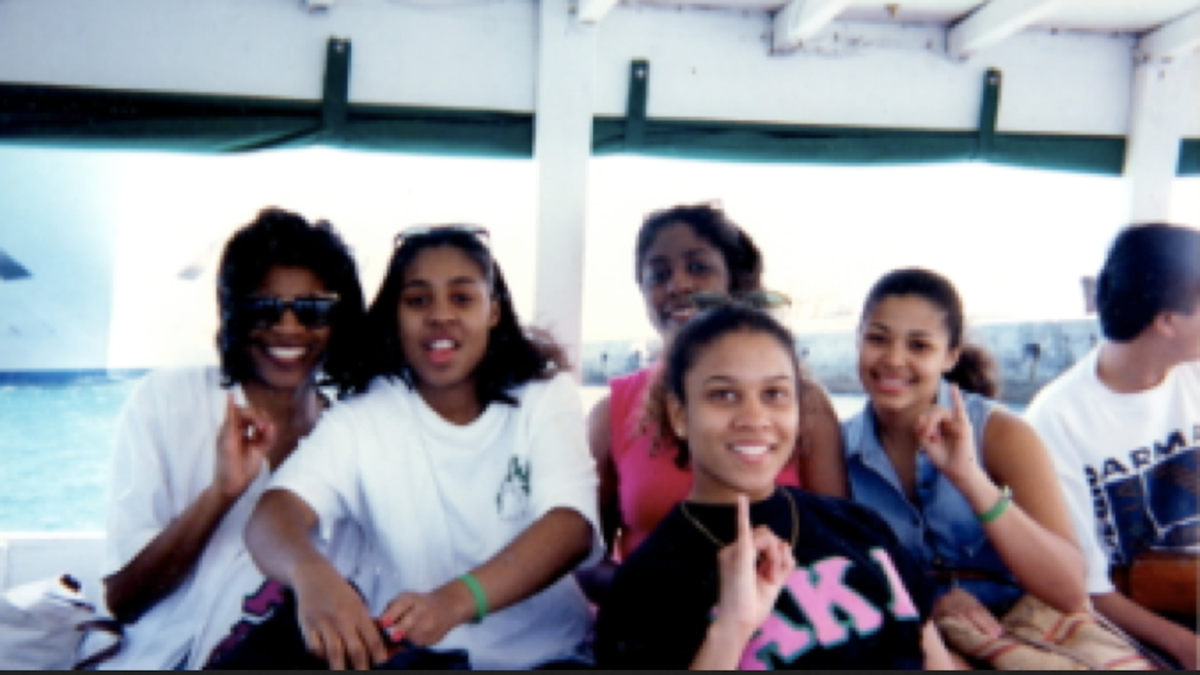 After joining Alpha Kappa Alpha, Sonji Jacobs Dade secured life-long bonds with her linesisters, most of whom were attending different colleges in the Boston area. "As years passed, we supported each other as our careers would skyrocket, then hit a pothole, and then take off again," Dade said. "We danced hand-in-hand down the aisle in African garb when the first of us married and cried together through two divorces." Dade (front in AKA shirt) and her linesisters -- Celika, Joy, Tjada, Maybel -- during their first trip to the Bahamas in 1995.