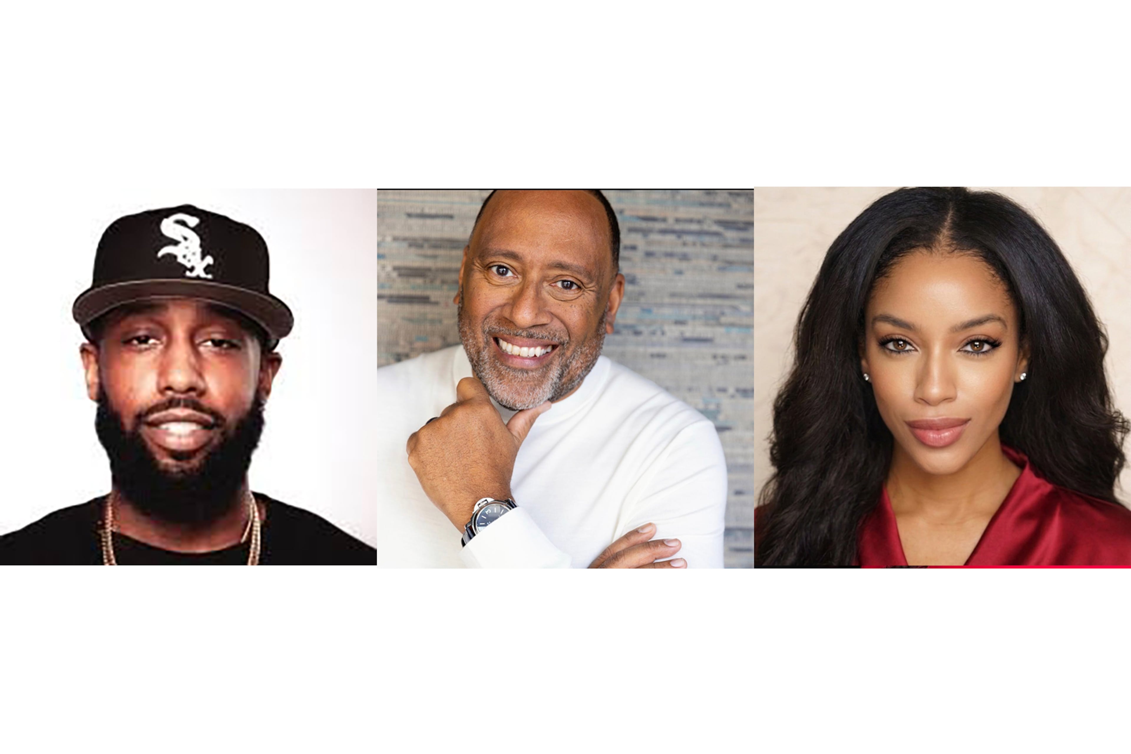 V-103 has added a new morning co-host for Big Tigger, Francesca Amiker (right), a new weekend show featuring Frank Ski (center) and a new night host DJ Sturgess (left). (Photo credits: V-103/Courtesy of Frank Ski/Courtesy of Francesca Amiker)