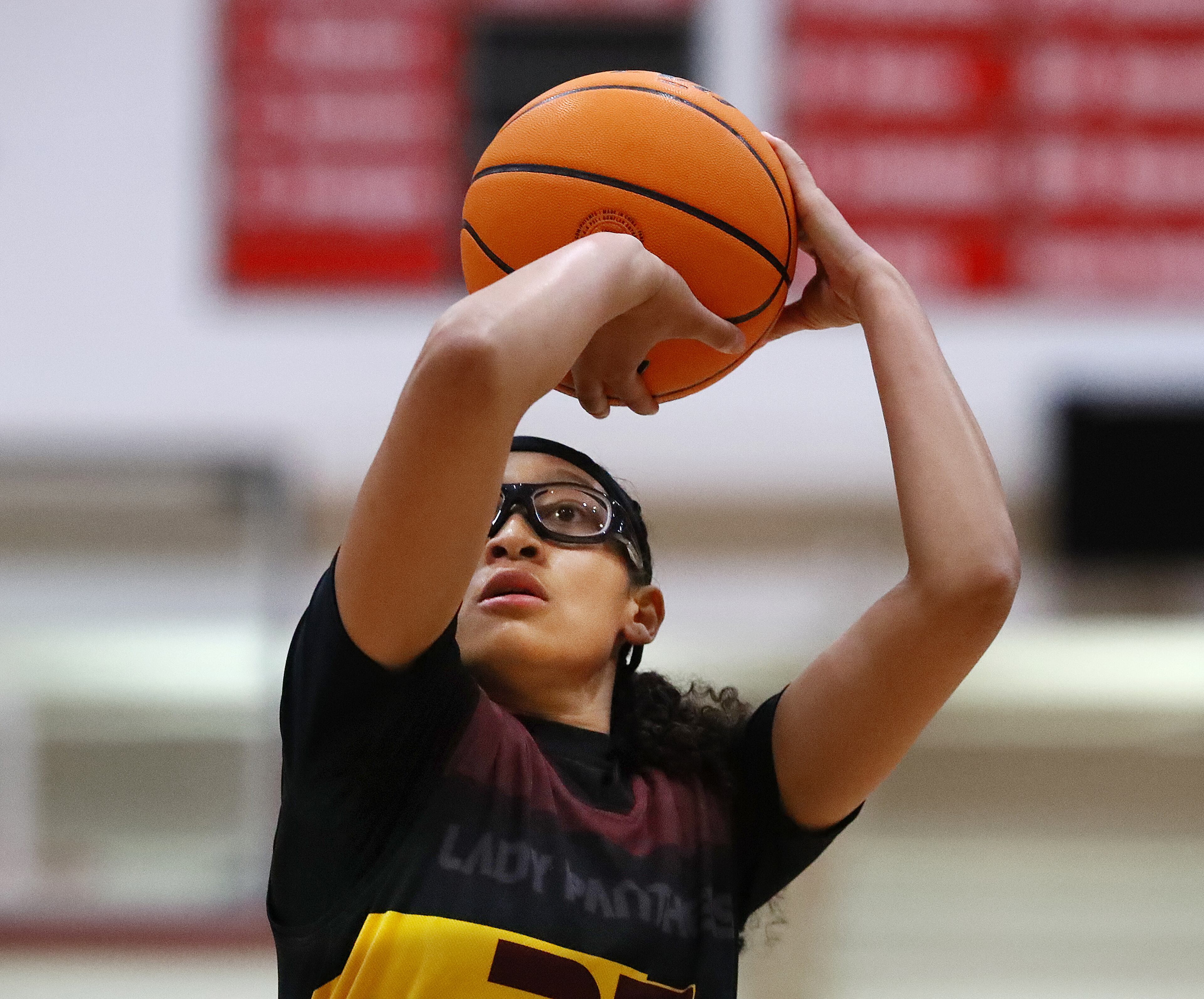 Forest Park guard Yasmine Allen shoots a free throw against Loganville in their high school basketball tournament game on Wednesday, March 2, 2022, in Loganville. “Curtis Compton / Curtis.Compton@ajc.com”`
