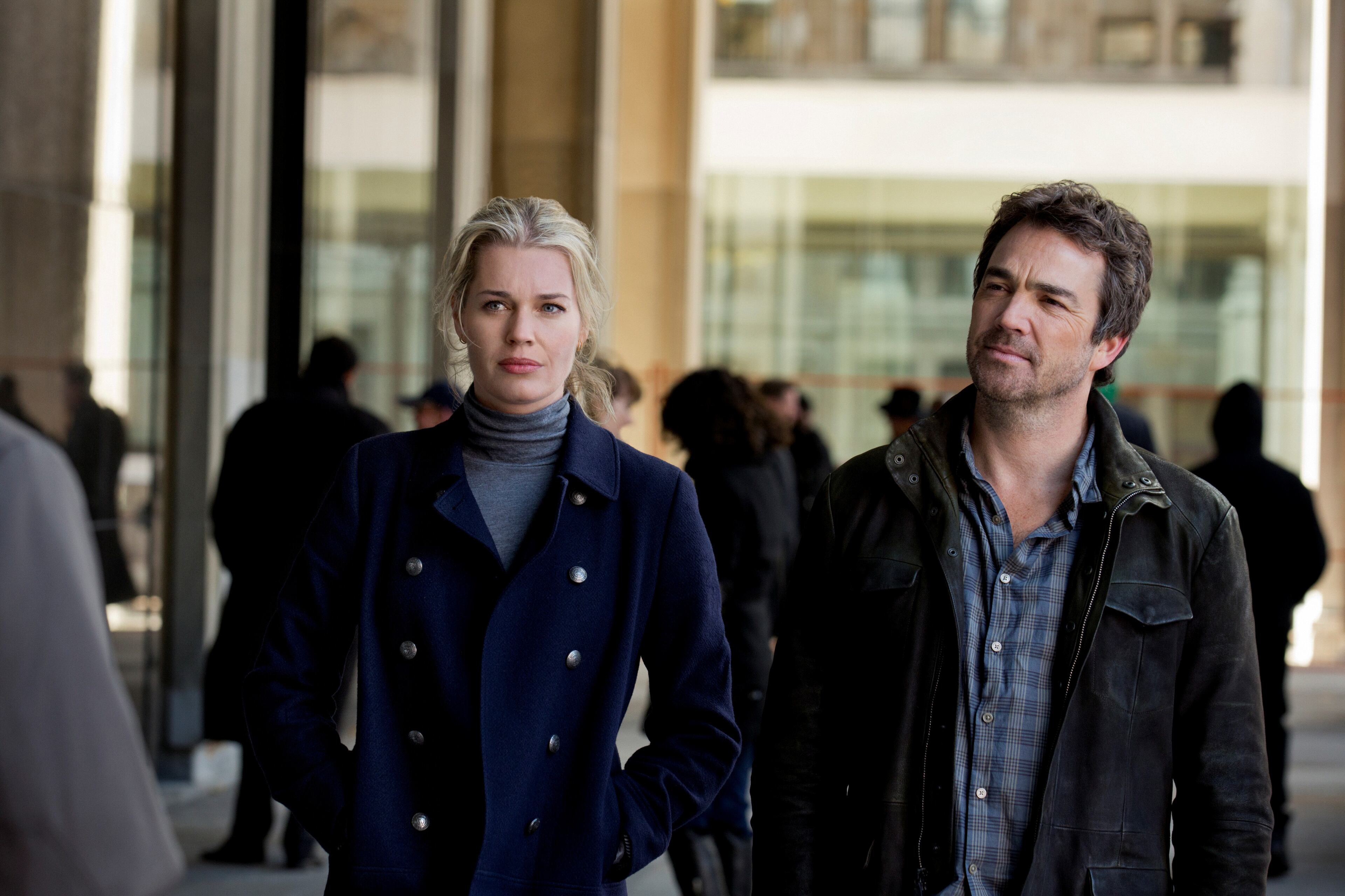 Rebecca Romijn and Jon Tenney portray former Secret Service agents turned private investigators in TNT's "King & Maxwell," premiering at 9 p.m., June 10.