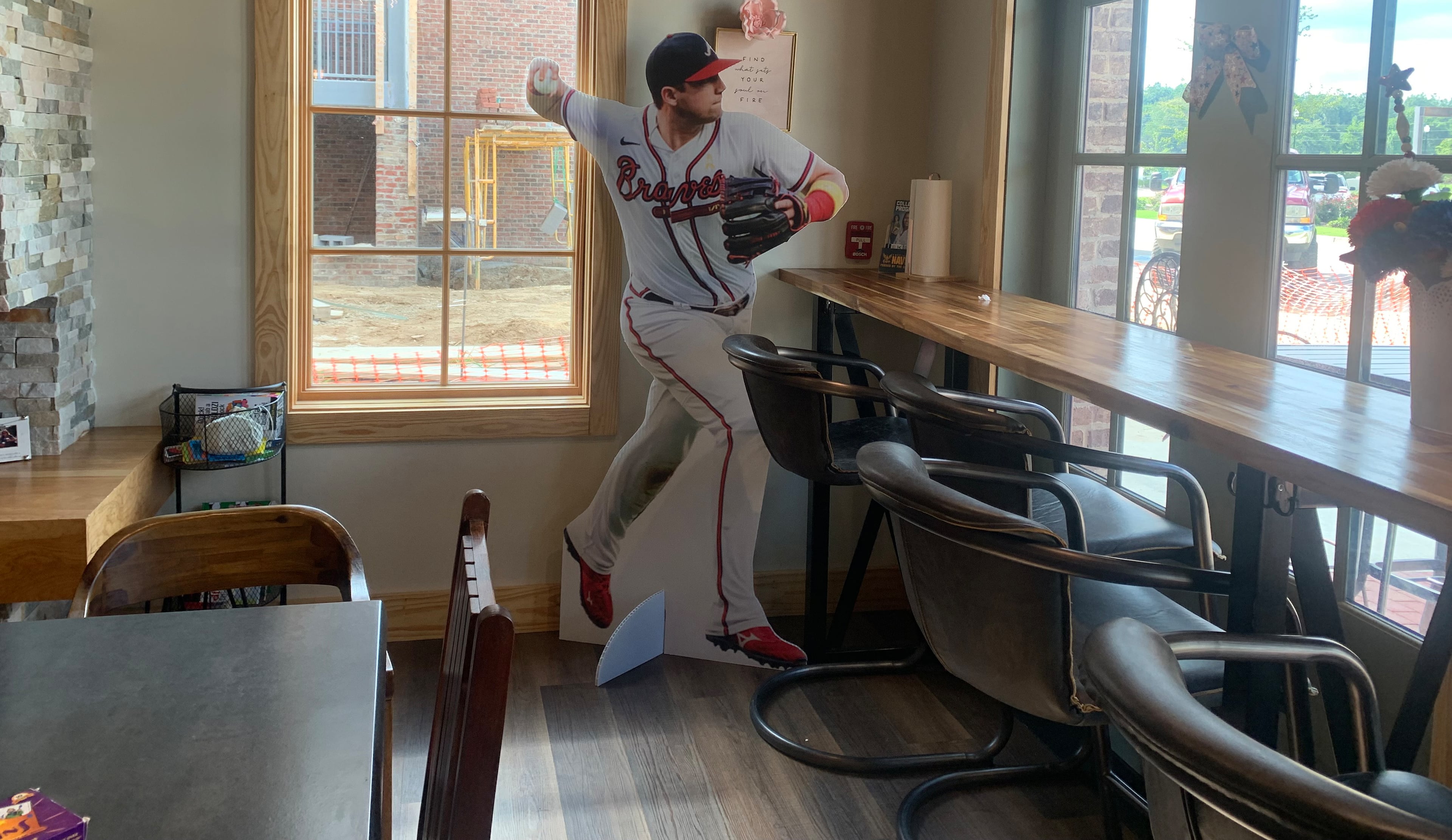 Beans & Leaves, a coffee shop in Silo Square in Southaven, has a life-size image of Braves All-Star and hometown hero Austin Riley.