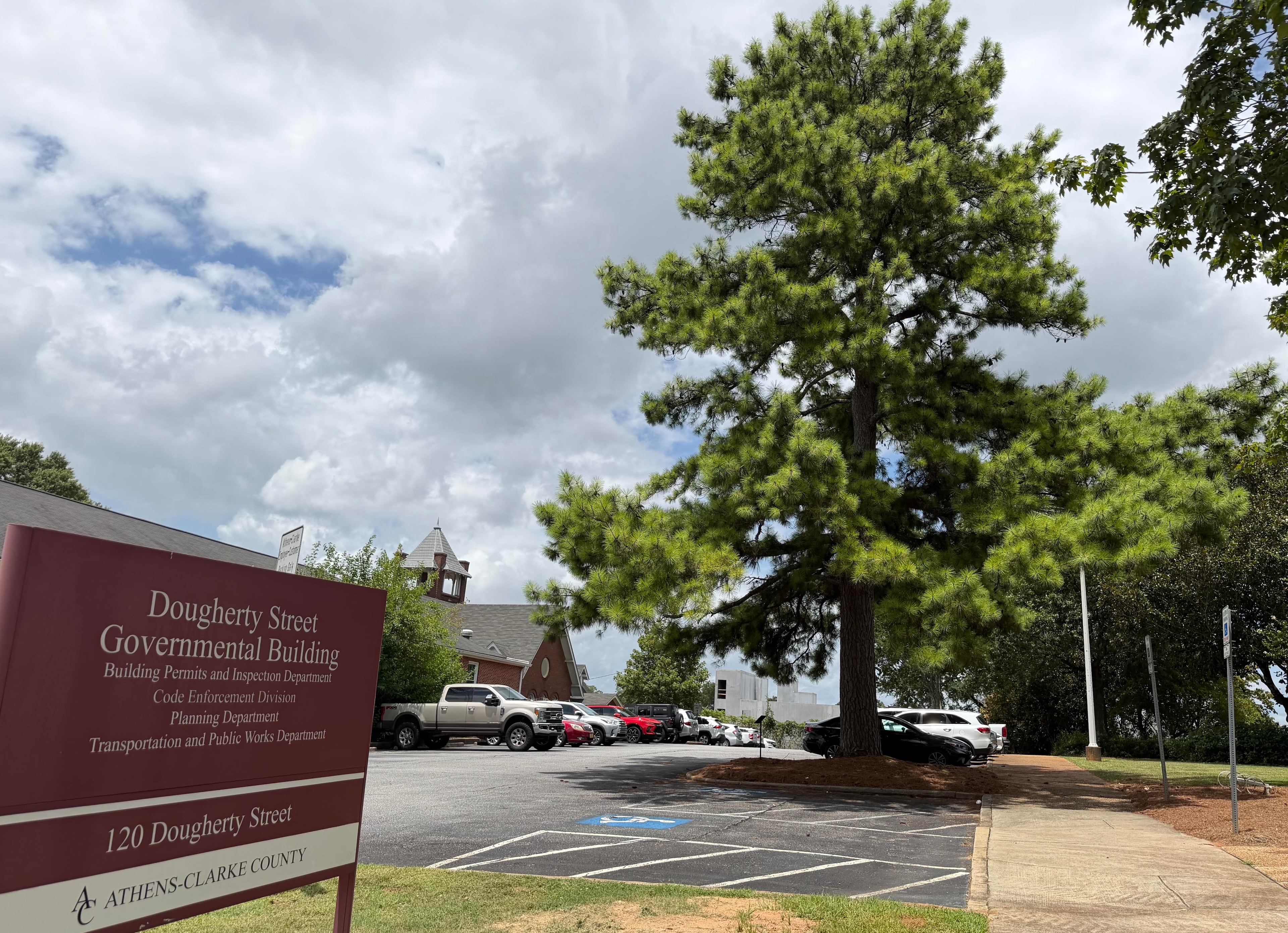 A loblolly pine planted in 1976 in Athens, Georgia. The seed orbited the moon in 1971 aboard Apollo 14. This tree, and others like it, are called "Moon Trees." (Fletcher Page/AJC)