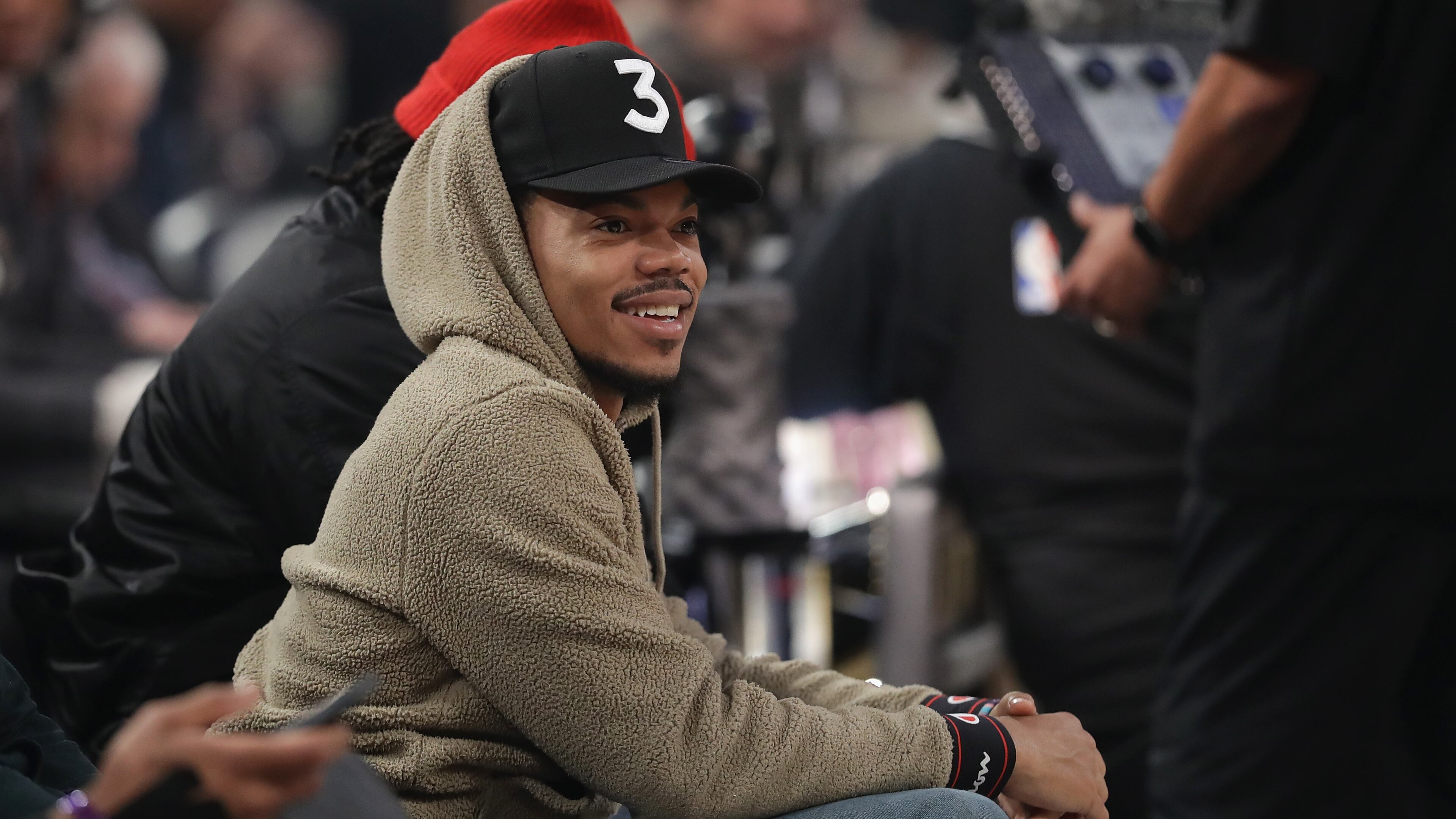 NEW ORLEANS, LA - FEBRUARY 18: Chance The Rapper attends the 2017 Verizon Slam Dunk Contest at Smoothie King Center on February 18, 2017 in New Orleans, Louisiana.