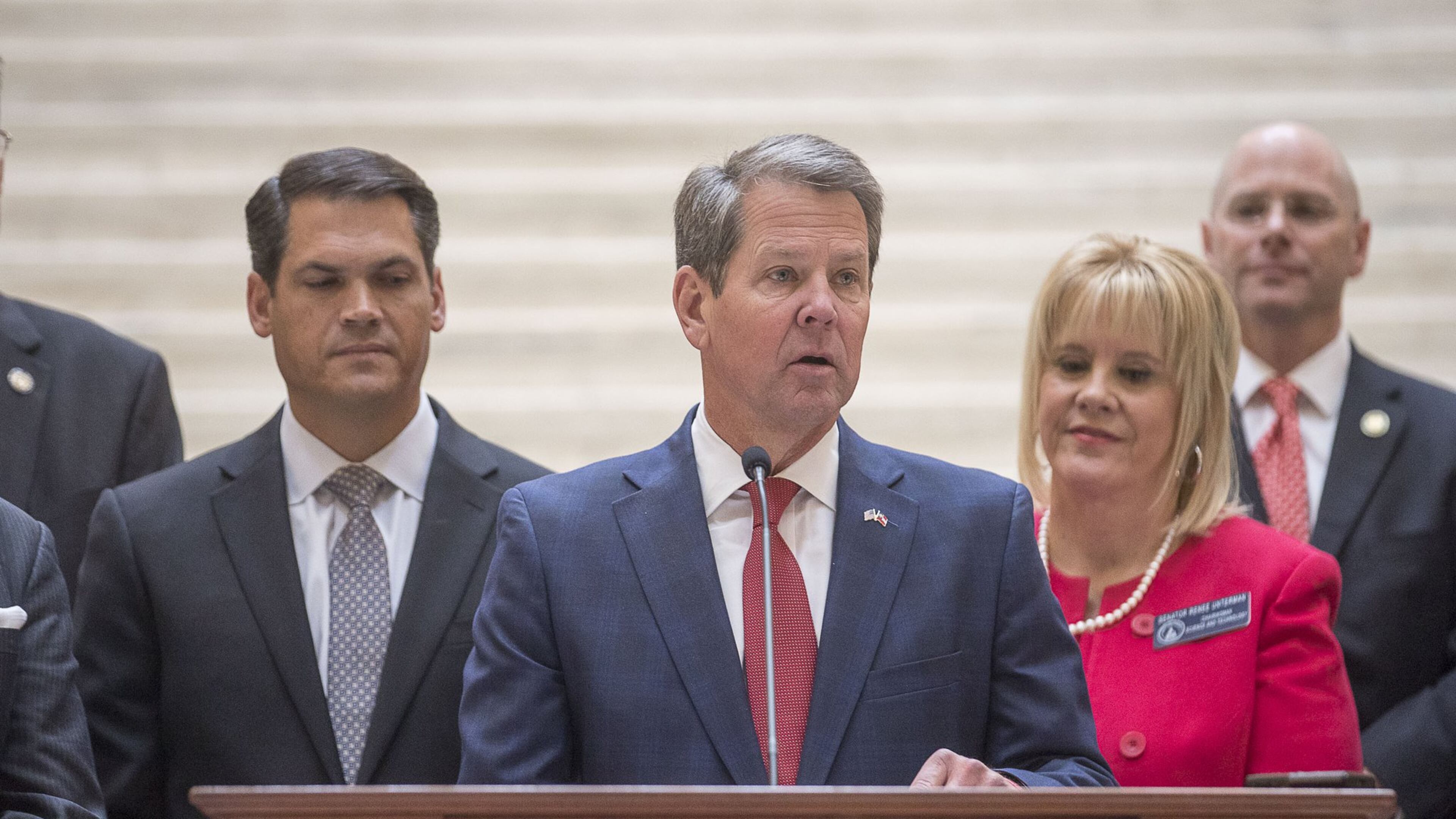 Gov. Brian Kemp during a press conference on Nov. 4, 2019 to announce a proposed limited expansion of Medicaid in Georgia . (Alyssa Pointer/Atlanta Journal Constitution)