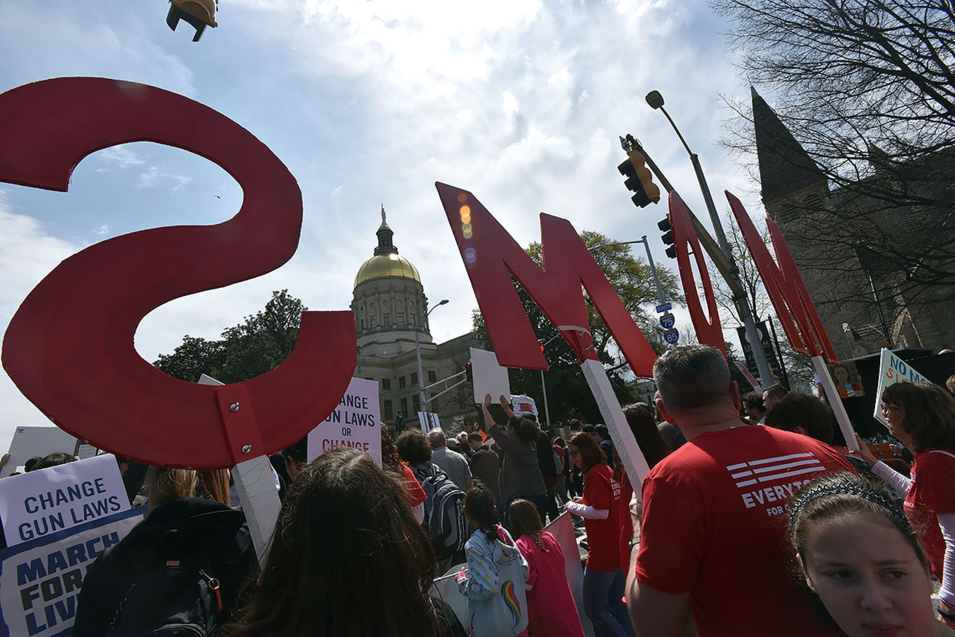 March 24, 2018 Atlanta - Thousands of people march to Liberty Plaza during the March For Our Lives rally in downtown Atlanta on Saturday, March 24, 2018. Atlanta police estimated the crowd at near 30,000 for today's March for Our Lives. People of all ages were drawn to one of the nationwide demonstrations in a movement begun by student survivors of last month's mass killing in a Parkland, Fla., school. Some of those Florida students were among the speakers in Atlanta. HYOSUB SHIN / HSHIN@AJC.COM