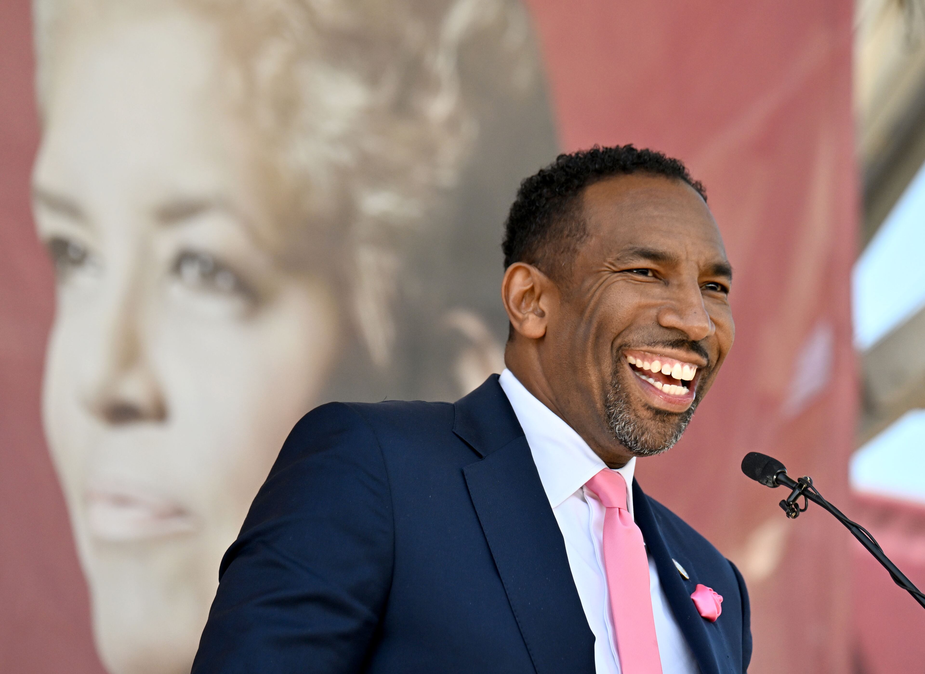 Atlanta mayor Andre Dickens speaks during the “Unveiling of Shirley Clarke Franklin Park” event on March 27 in Atlanta. (Hyosub Shin/AJC)