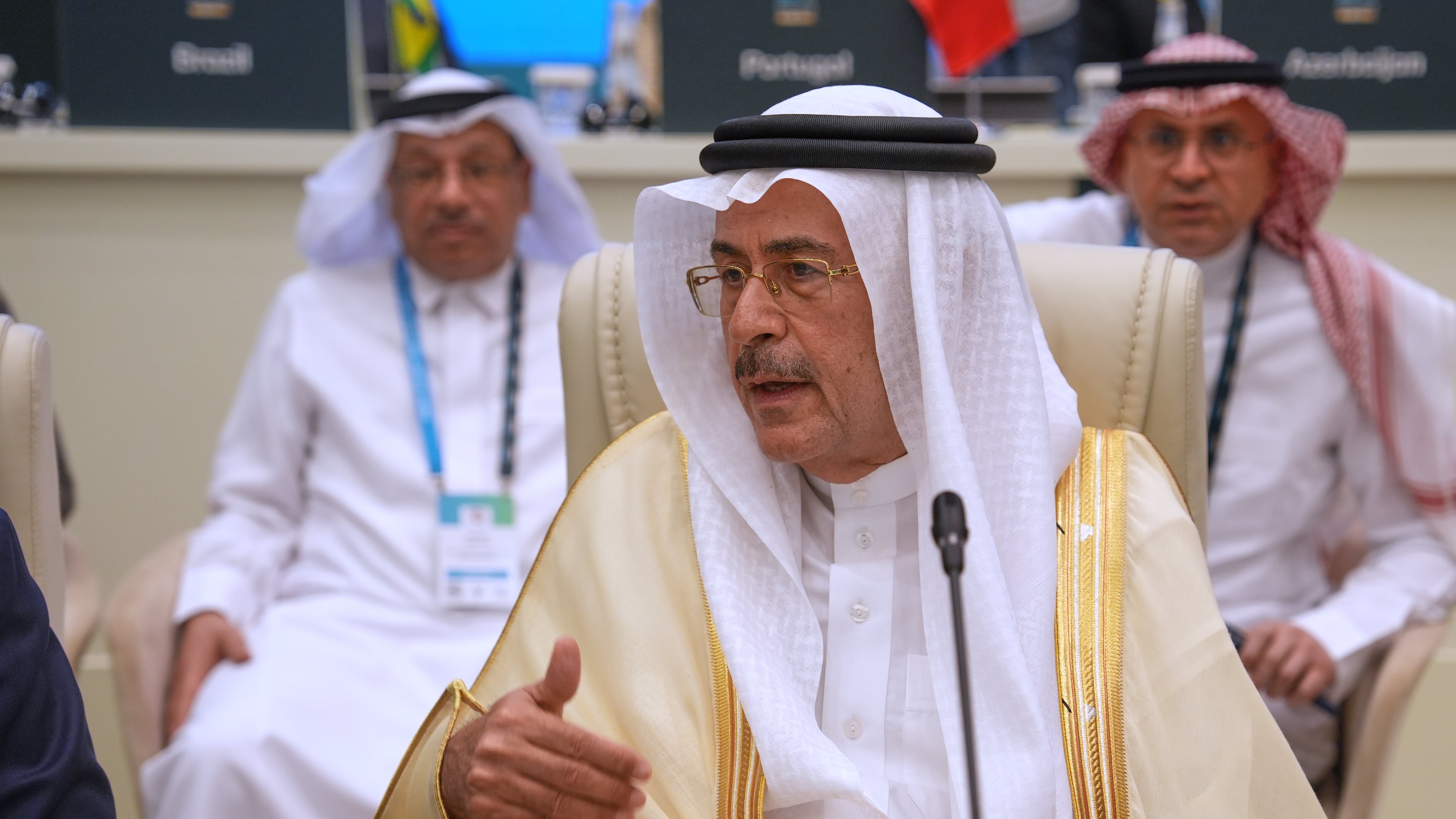 Aramco CEO Amin Al-Nasser attends the 17th Ministerial Meeting of the International Energy Forum (IEF), in Riyadh, Saudi Arabia, Sunday, Oct. 11, 2026. (AP Photo/Baraa Anwer)