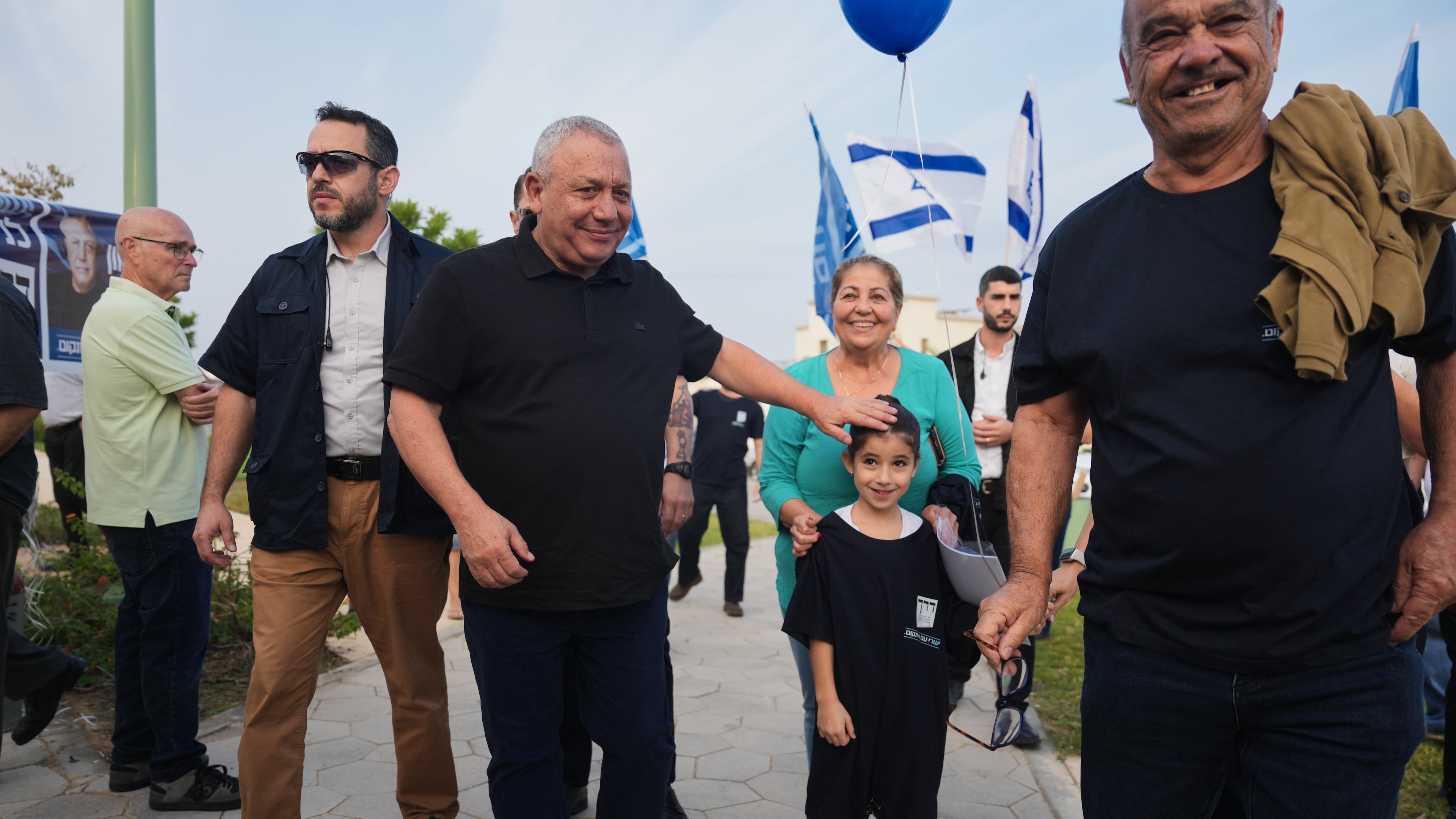 Gadi Eisenkot, leader of the Yashar ("Straight") party, visits a polling station in Ofakim, southern Israel, during the country's general election Tuesday, Oct. 27, 2026. (AP Photo/Ariel Schalit)