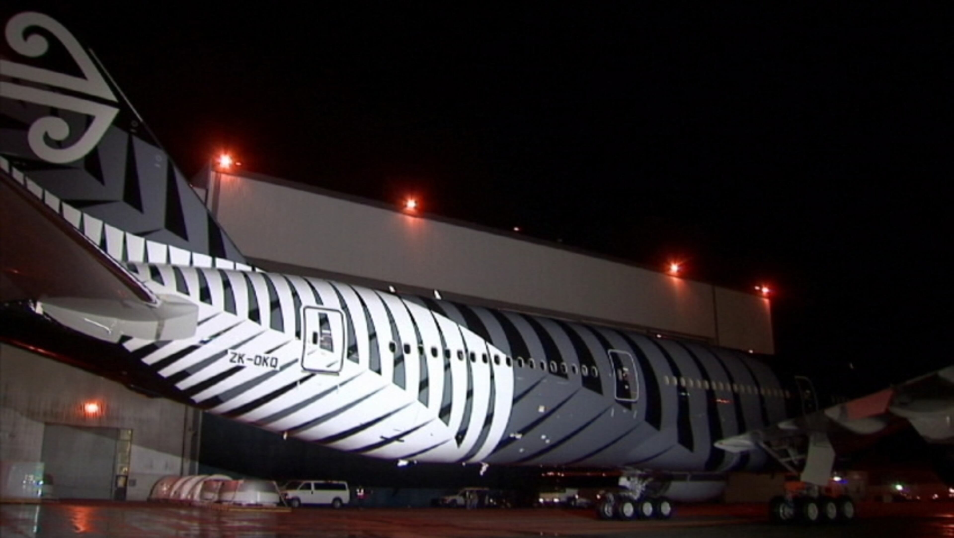 In what one Boeing worker called "one of the most challenging paint jobs we've ever done," the company painted a 777 black for the airline’s long-time sponsorship with the world-champion All Blacks rugby team.