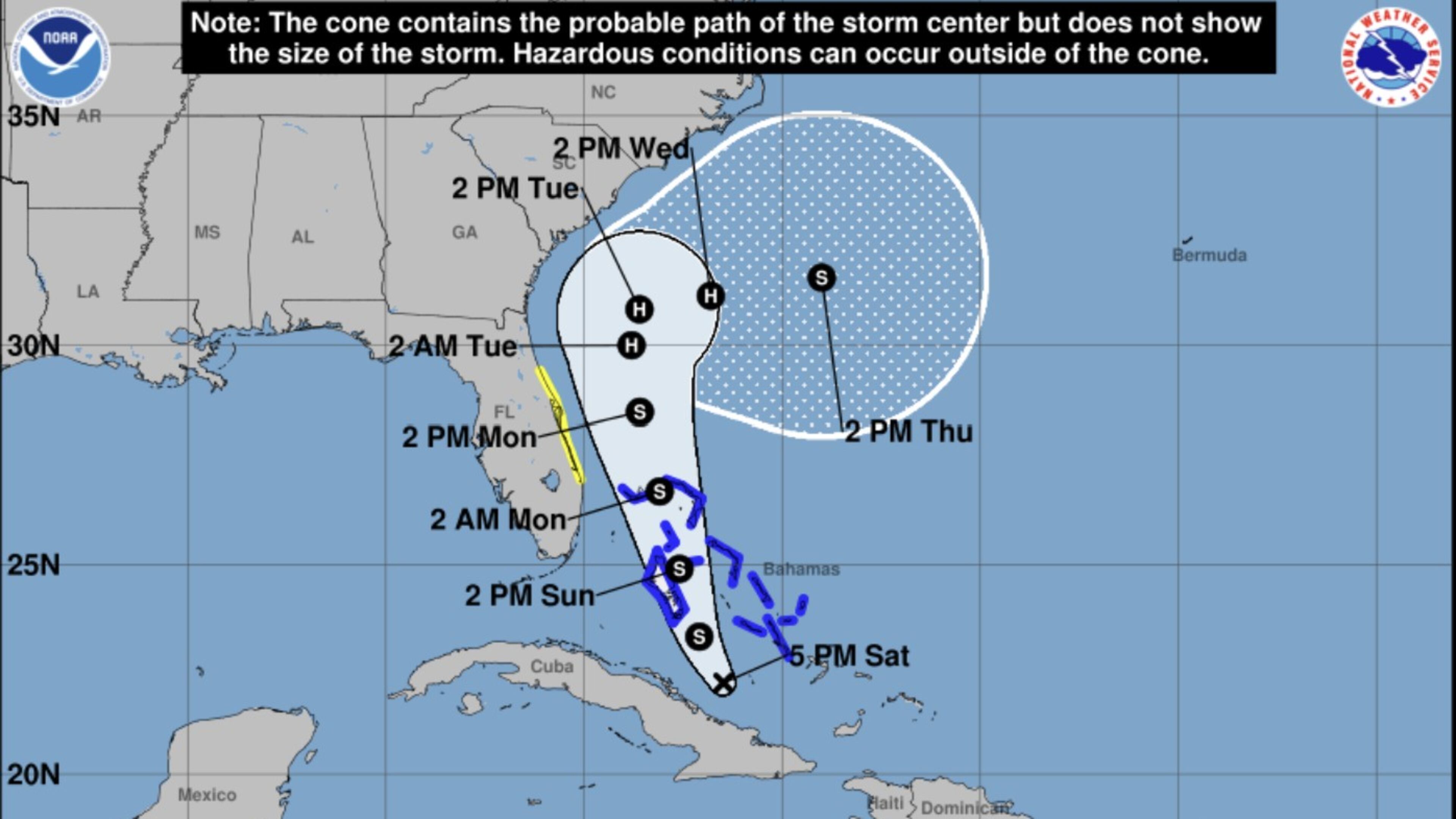 The National Hurricane Center released a possible track for the system that could impact South Georgia. (National Hurricane Center)