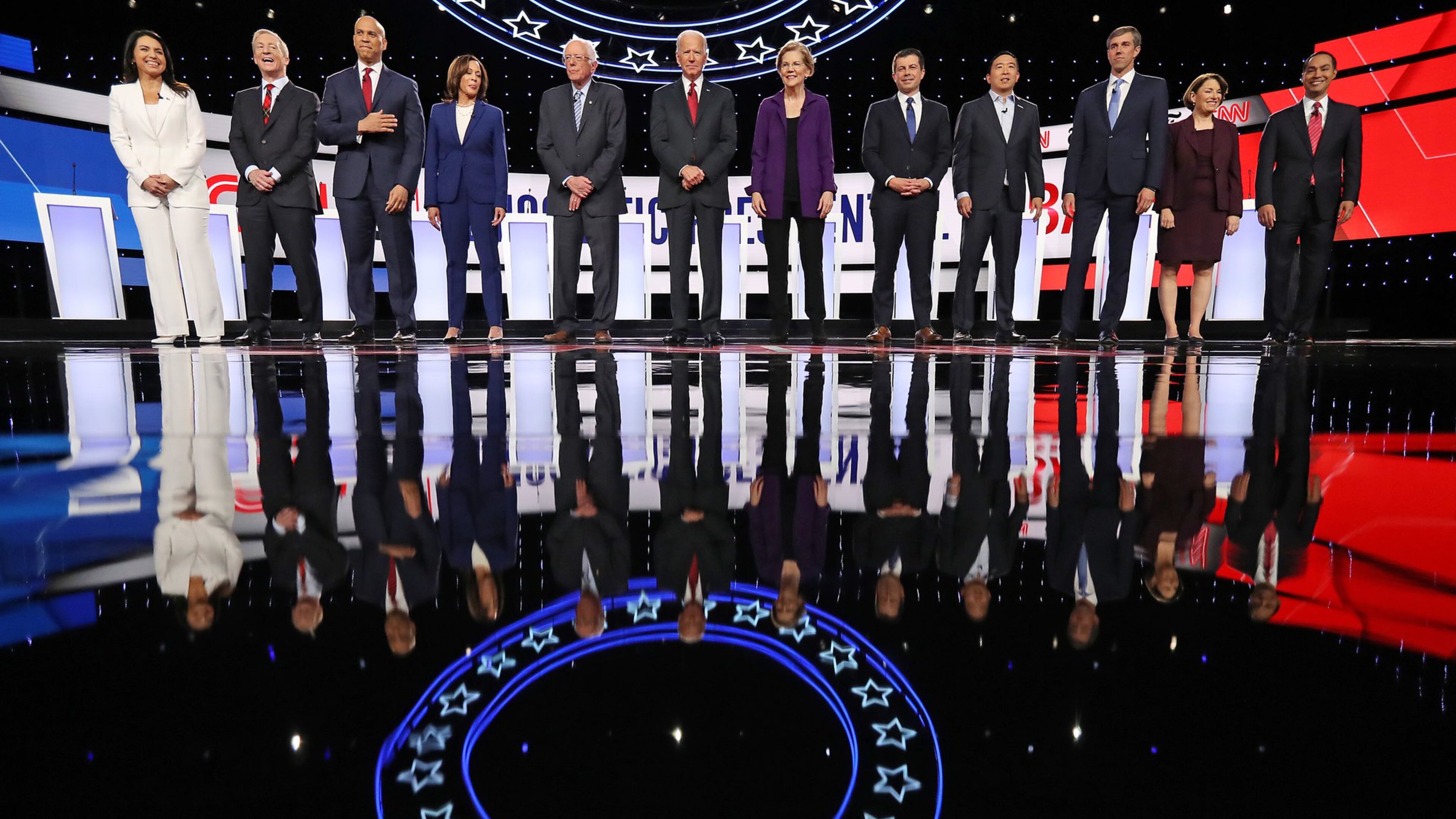 Democratic presidential hopefuls will gather Wednesday on the Oprah Winfrey soundstage at Tyler Perry Studios in southwest Atlanta for the party’s fifth candidates debate. (Photo by Chip Somodevilla/Getty Images)