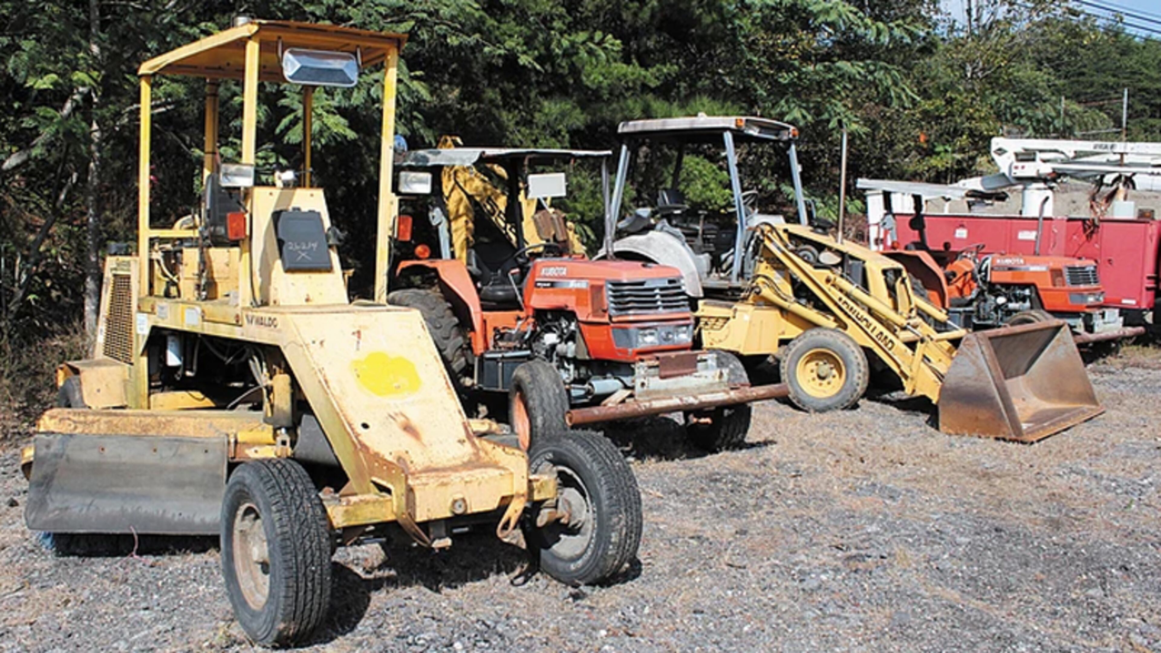 Outdoor heavy-duty machinery are among the items to be auctioned Saturday, Nov. 3, in Forsyth County’s annual sale of surplus inventory at Evans Auctioneers in Cumming. EVANS AUCTIONEERS