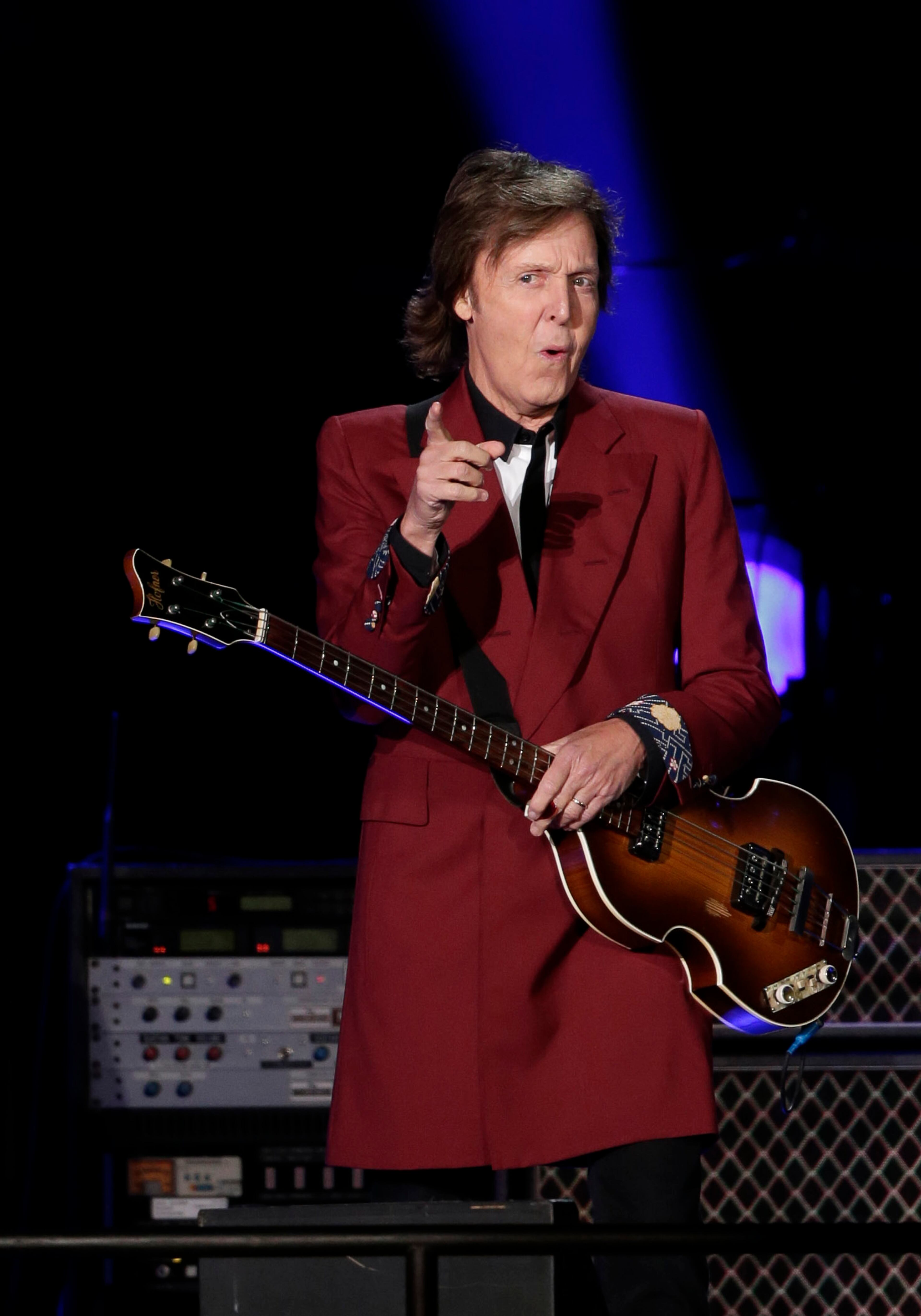 Paul McCartney performs on Thursday, Aug. 14, 2014, at Candlestick Park in San Francisco. San Francisco is saying goodbye to the stadium where its beloved Giants and 49ers celebrated some of their greatest triumphs. (AP Photo/Marcio Jose Sanchez)