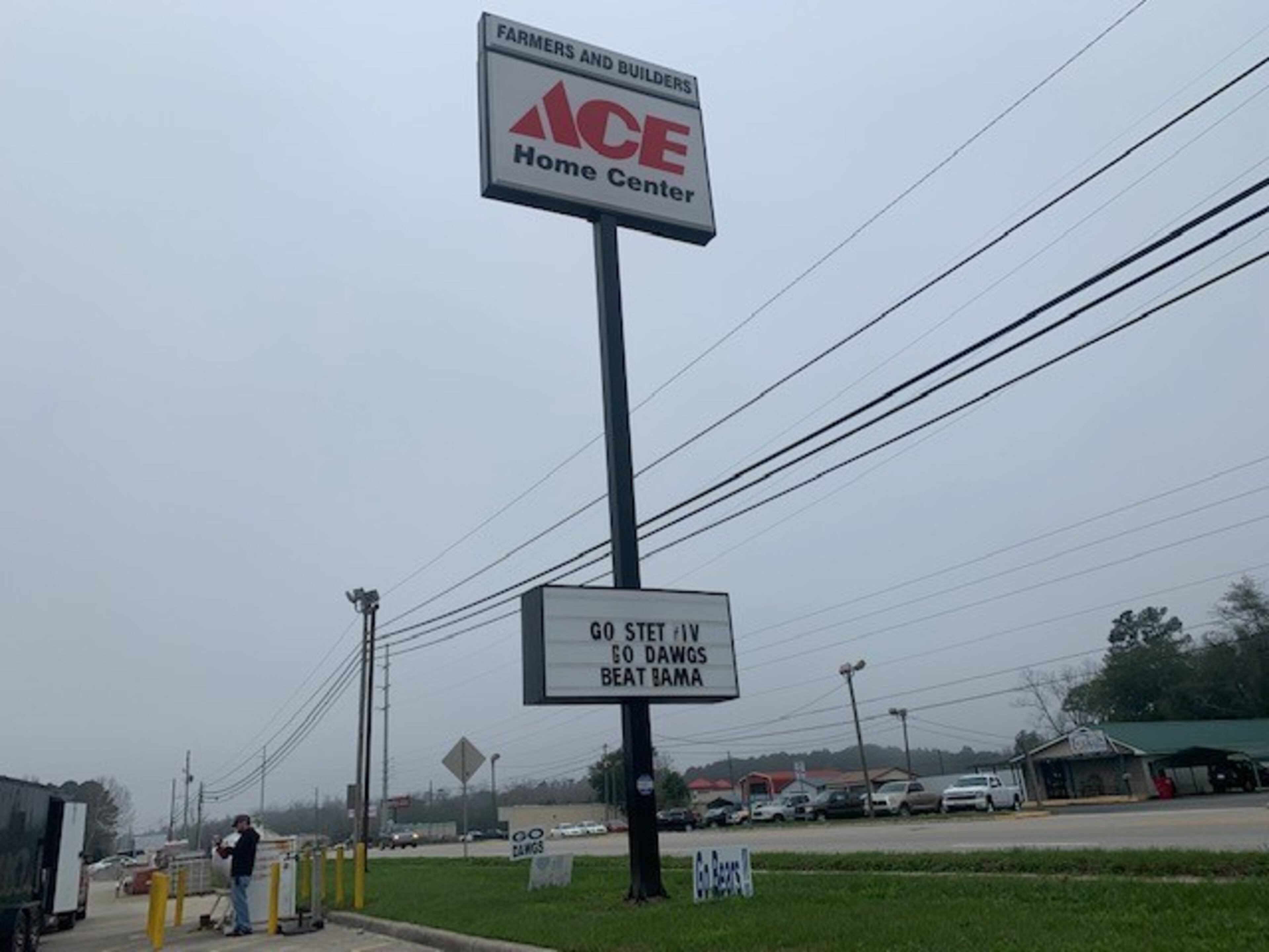 There are plenty of signs in and around Blackshear, Ga., the home town of Stetson Bennett, supporting the Georgia starting quarterback.