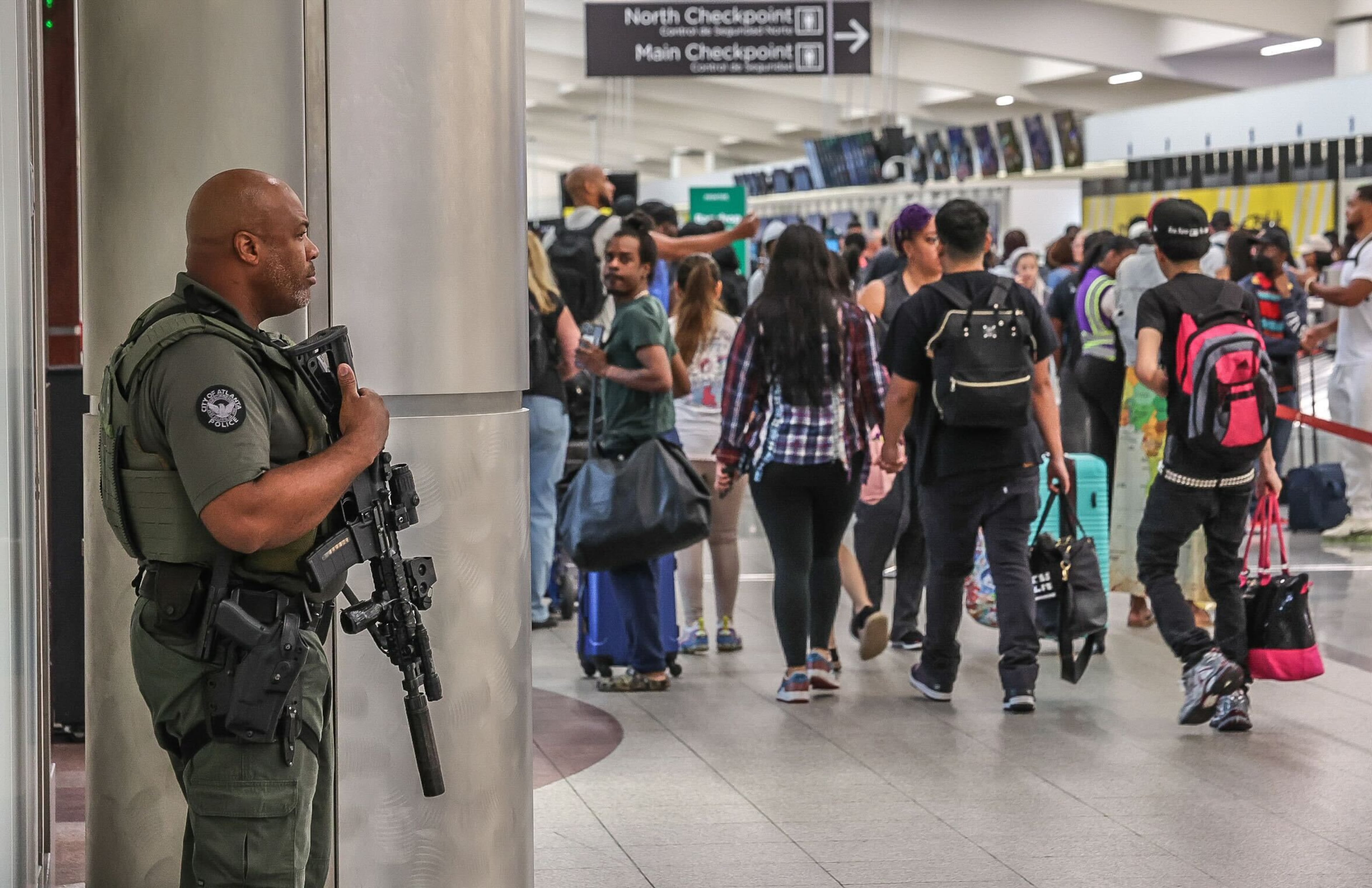 Airport staff were deployed for crowd control.
