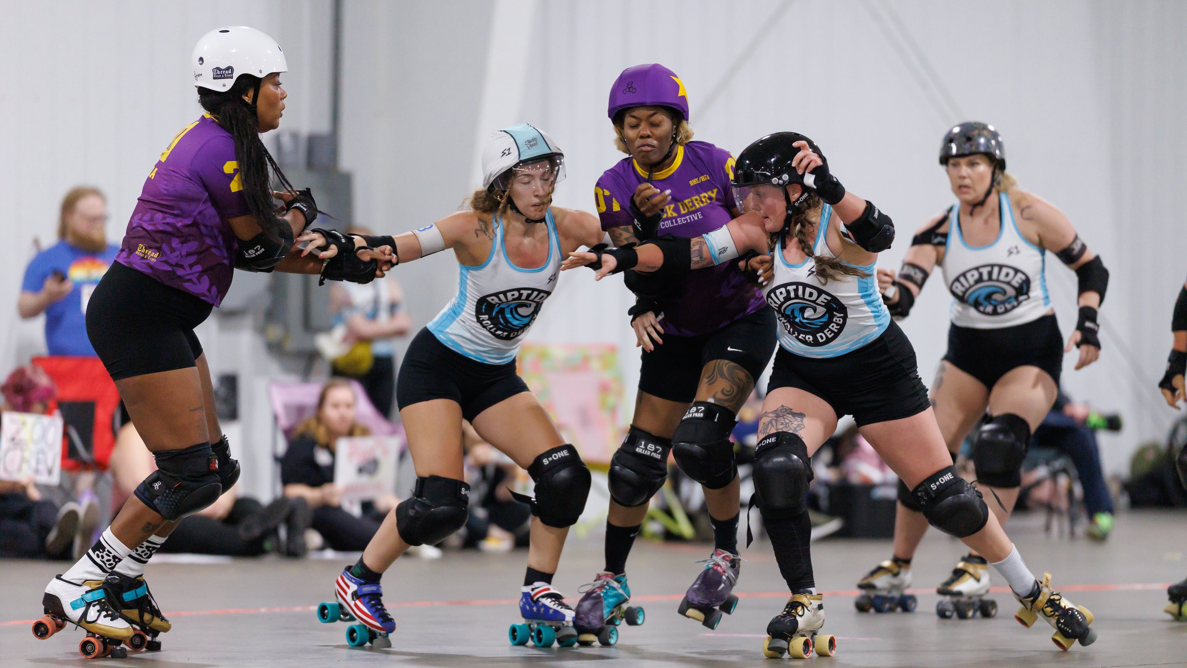 The Black Derby Collective took on the Florida-based Riptide Roller Derby during a playoff bout in Columbia, South Carolina, in May. Black Derby Collective is a new team that was sanctioned in September 2025. The team of all-Black players took gold in regional playoffs and will advance to the global championship in Sweden this fall. (Courtesy of Ethan Trewhitt)