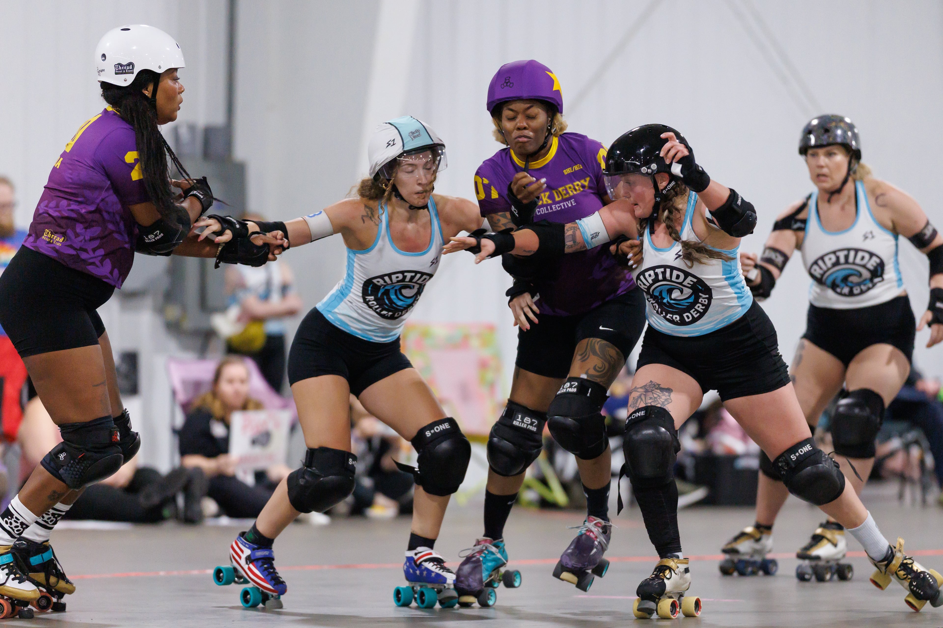 The Black Derby Collective took on the Florida-based Riptide Roller Derby during a playoff bout in Columbia, South Carolina, in May. Black Derby Collective is a new team that was sanctioned in September 2025. The team of all-Black players took gold in regional playoffs and will advance to the global championship in Sweden this fall. (Courtesy of Ethan Trewhitt)