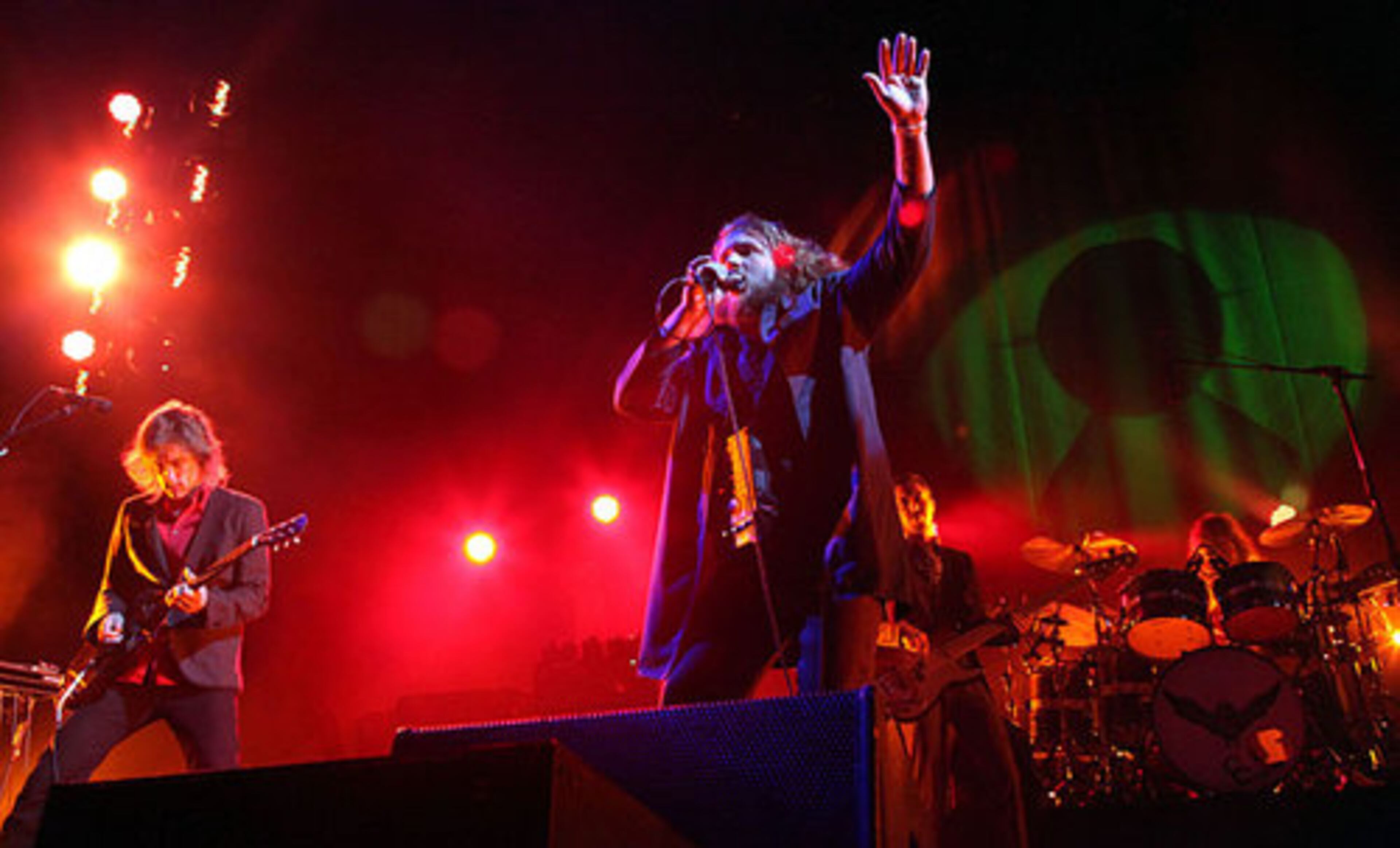 Lead singer Jim James of My Morning Jacket performs Saturday night before a large, enthusiastic crowd in Alpharetta at the Verizon Amphitheatre at Encore Park on the band's Circuital Tour.