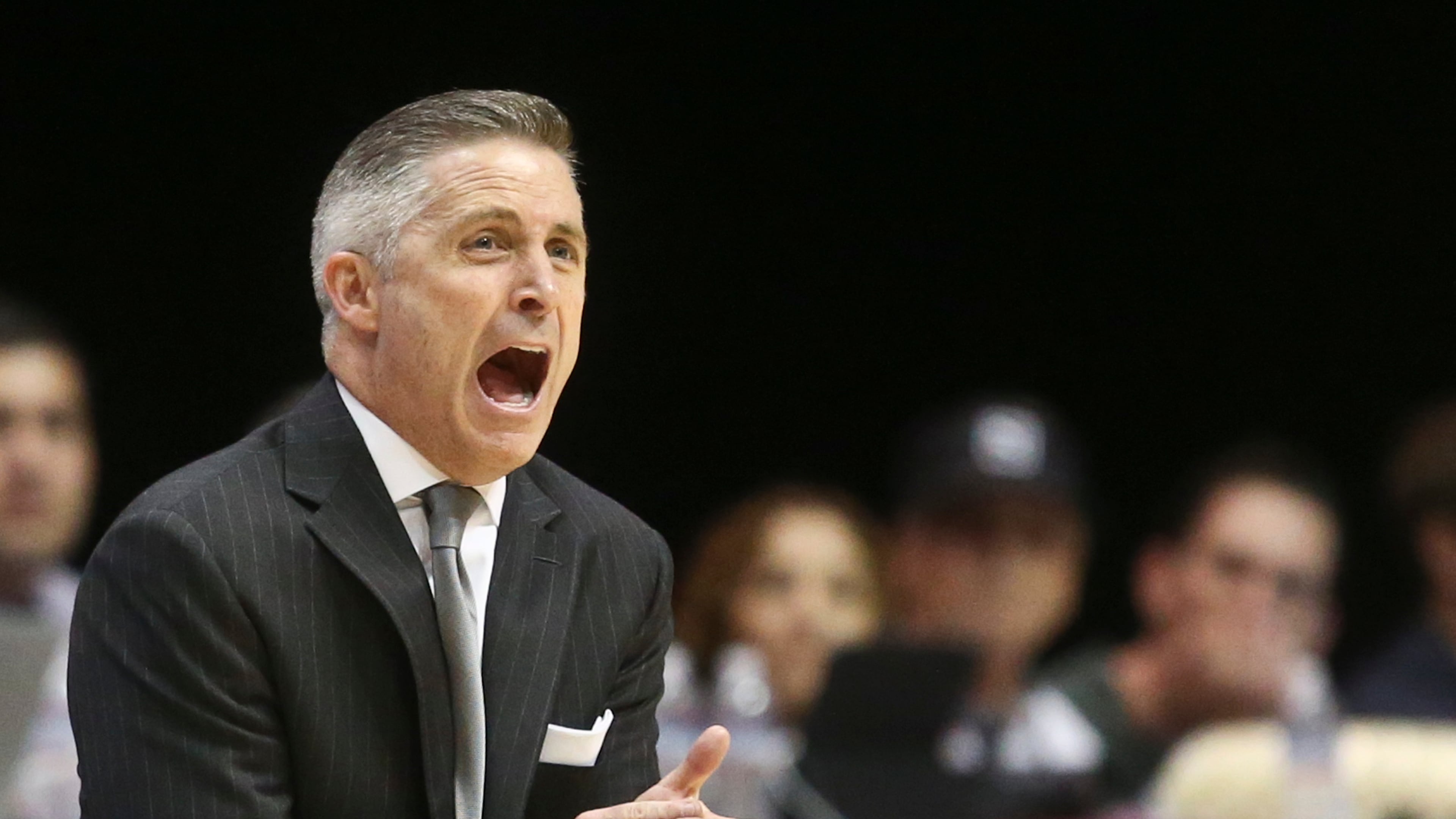 Georgia Tech coach Brian Gregory shouts to his team during the first half of against San Diego State in an NCAA college basketball game in the men's NIT on Wednesday, March 23, 2016, in San Diego. (AP Photo/Lenny Ignelzi)