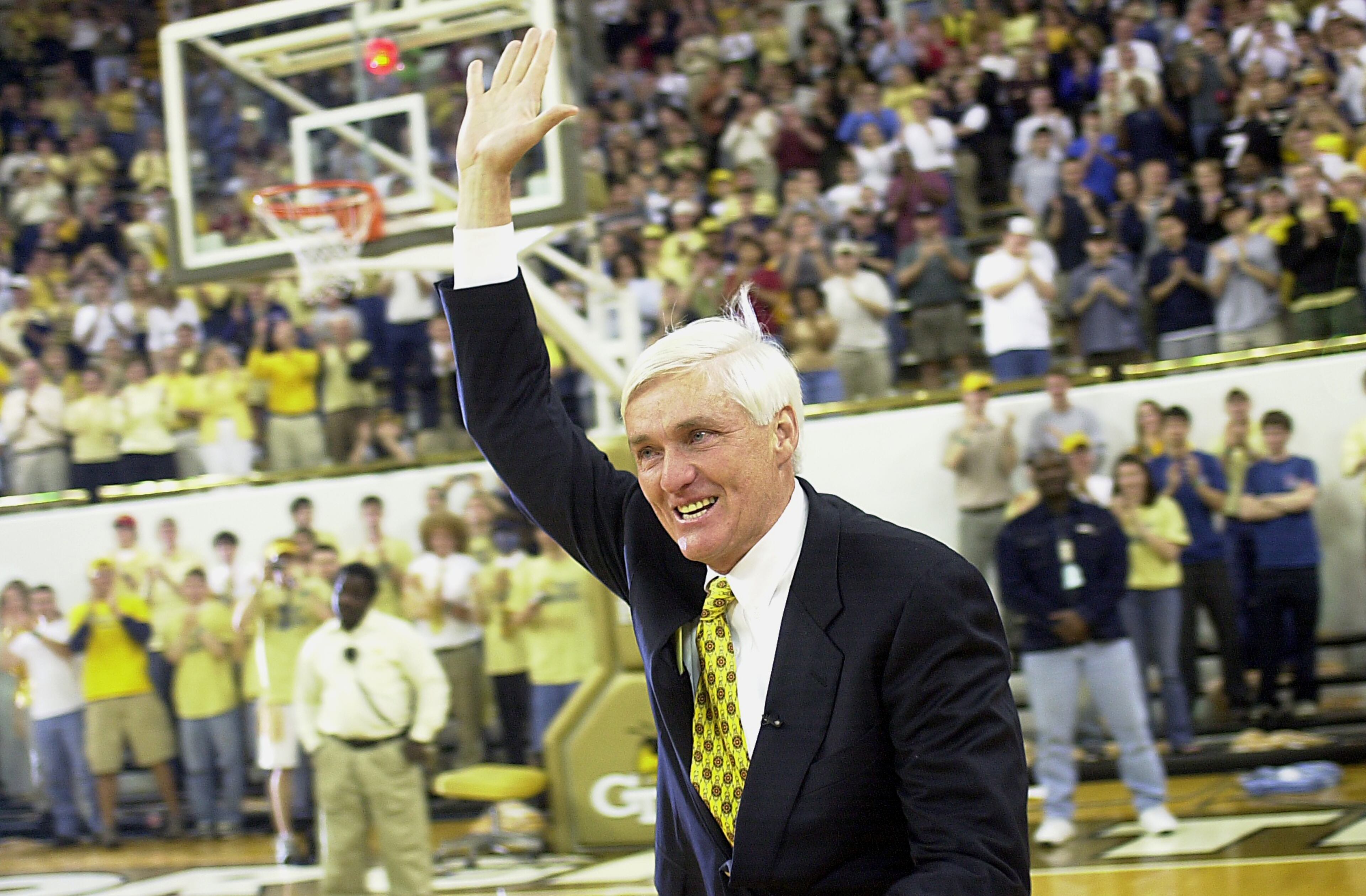 030308 - ATLANTA, GA - Basketball coaching ledgend Bobby Cremins received a standing ovation from the crowd as he was honored after the Georgia Tech Clemson game on Saturday, March 8, 2003. (LAURA NOEL/STAFF)