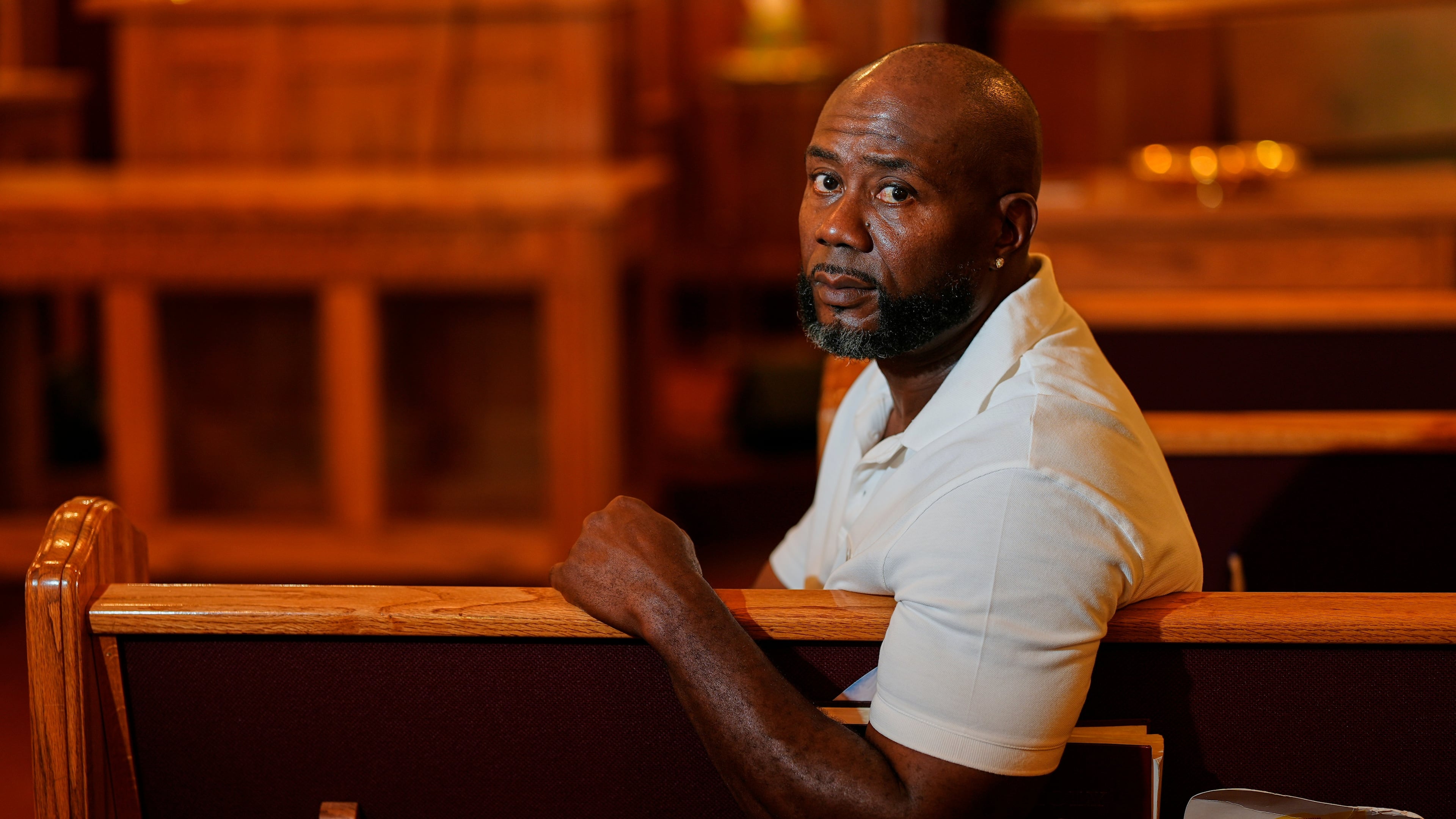 Patrick Dewayne Smith poses for a portrait at his church Wednesday, Aug. 19, 2026, in Prospect, Tenn. (AP Photo/George Walker IV)