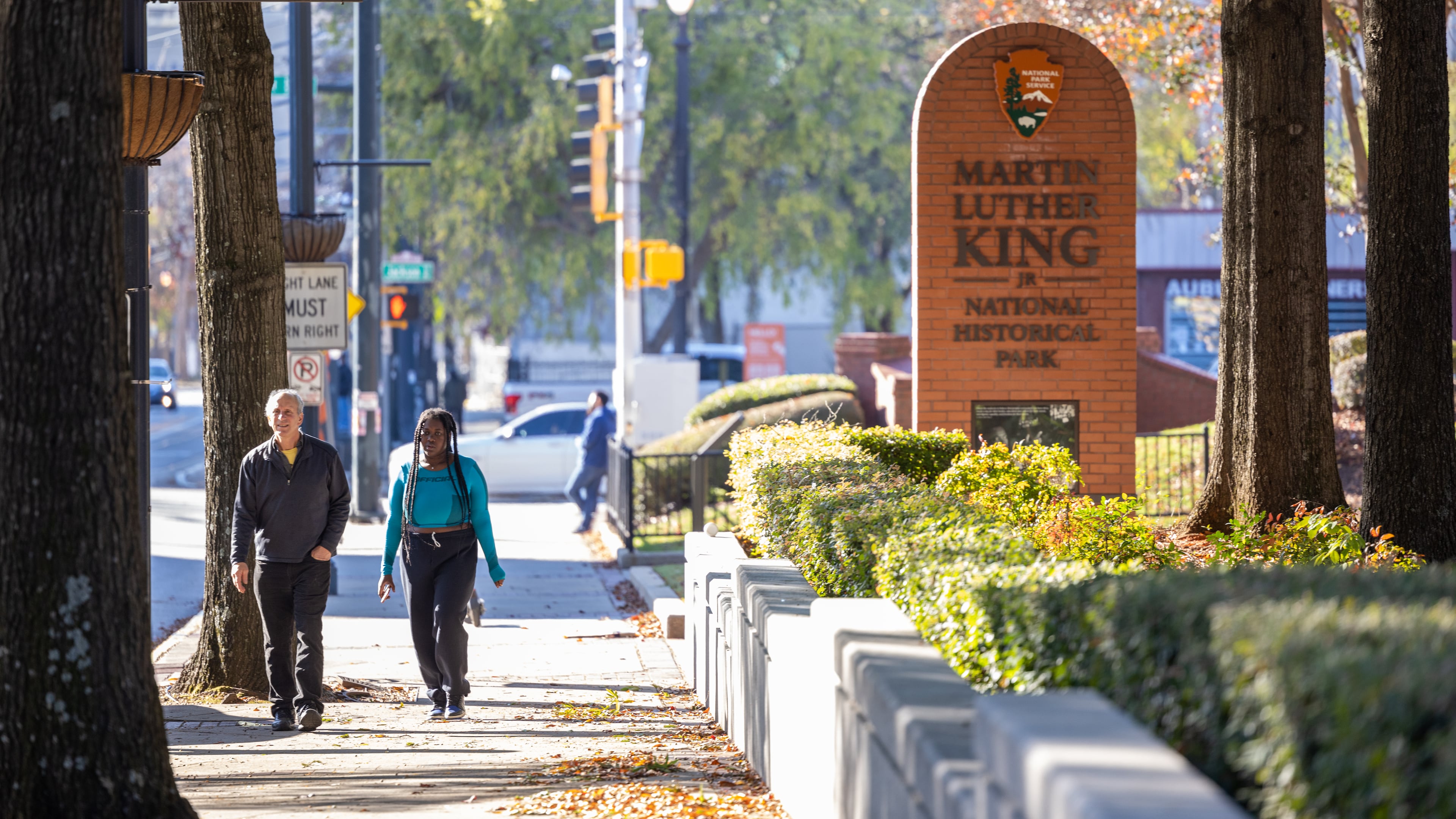 People walking by Martin Luther King Jr. National Historical Park on November 13, 2022