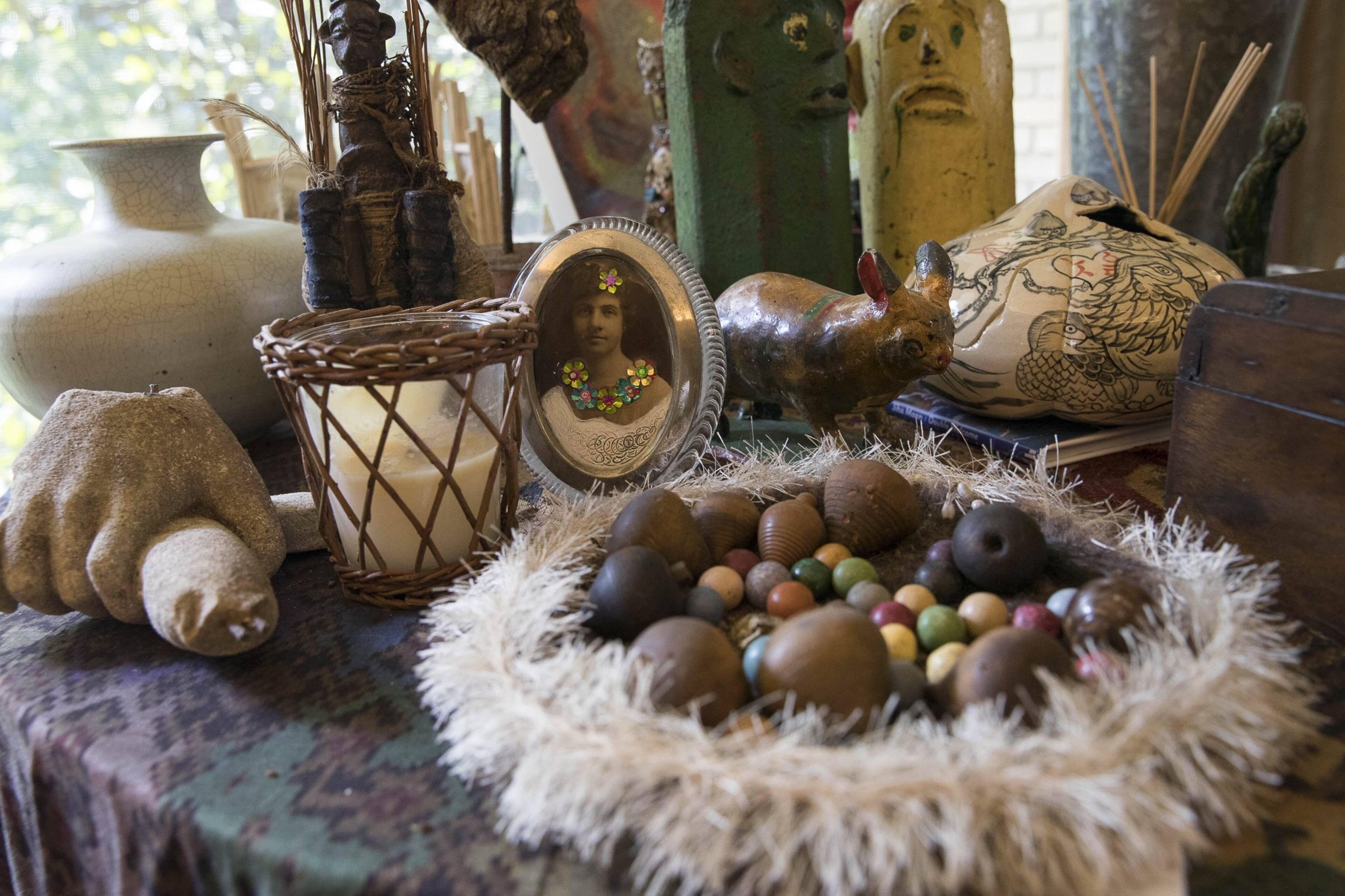 A few of the many objects that photographer Lucinda Bunnen has collected and photographed are displayed at her Atlanta residence. Bunnen’s new book is called “Gathered,” and a related exhibition will open Sept. 13 at the Mason Fine Art Gallery. ALYSSA POINTER/ALYSSA.POINTER@AJC.COM