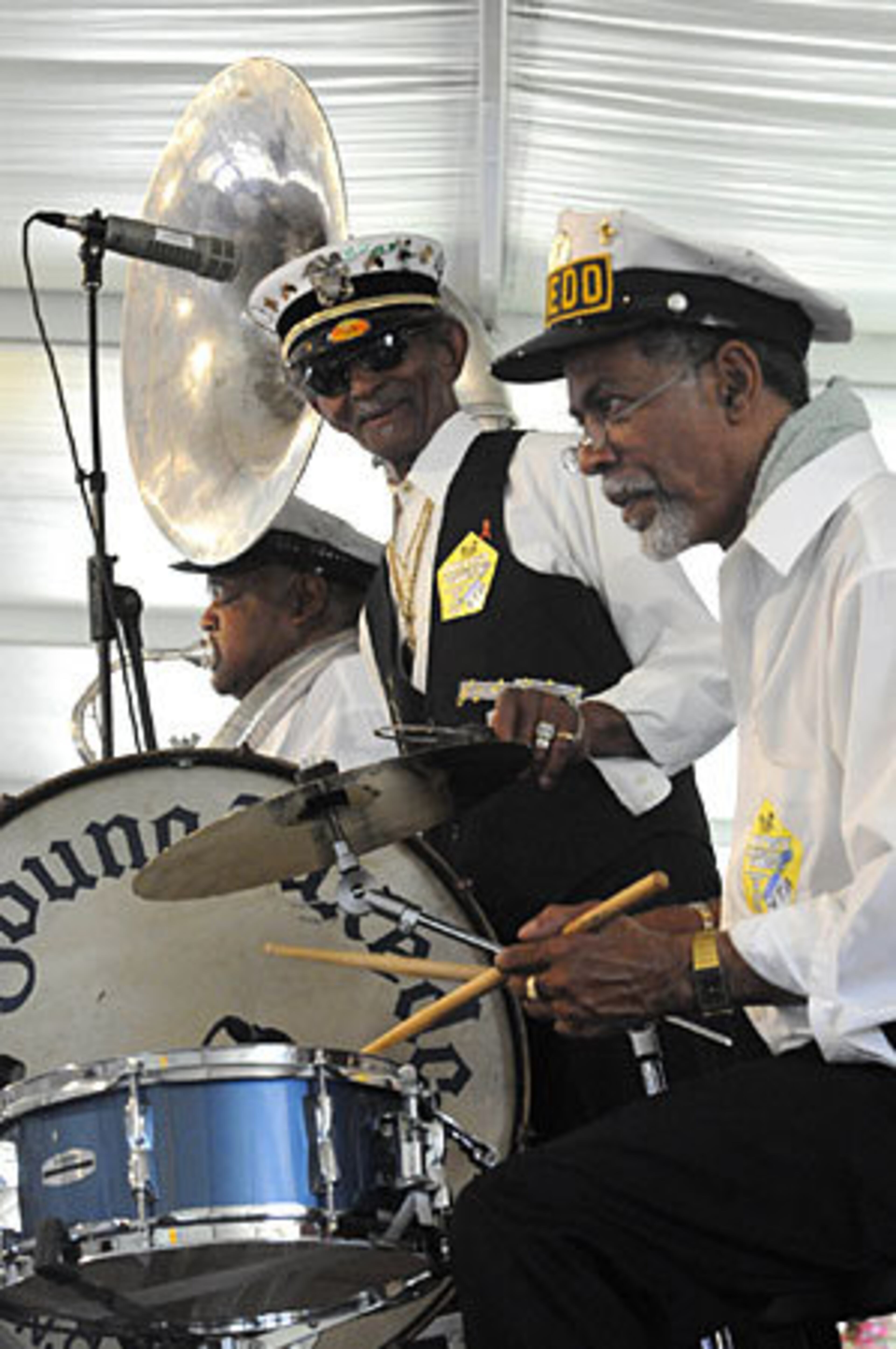 The Young Tuxedo Brass Band performs.