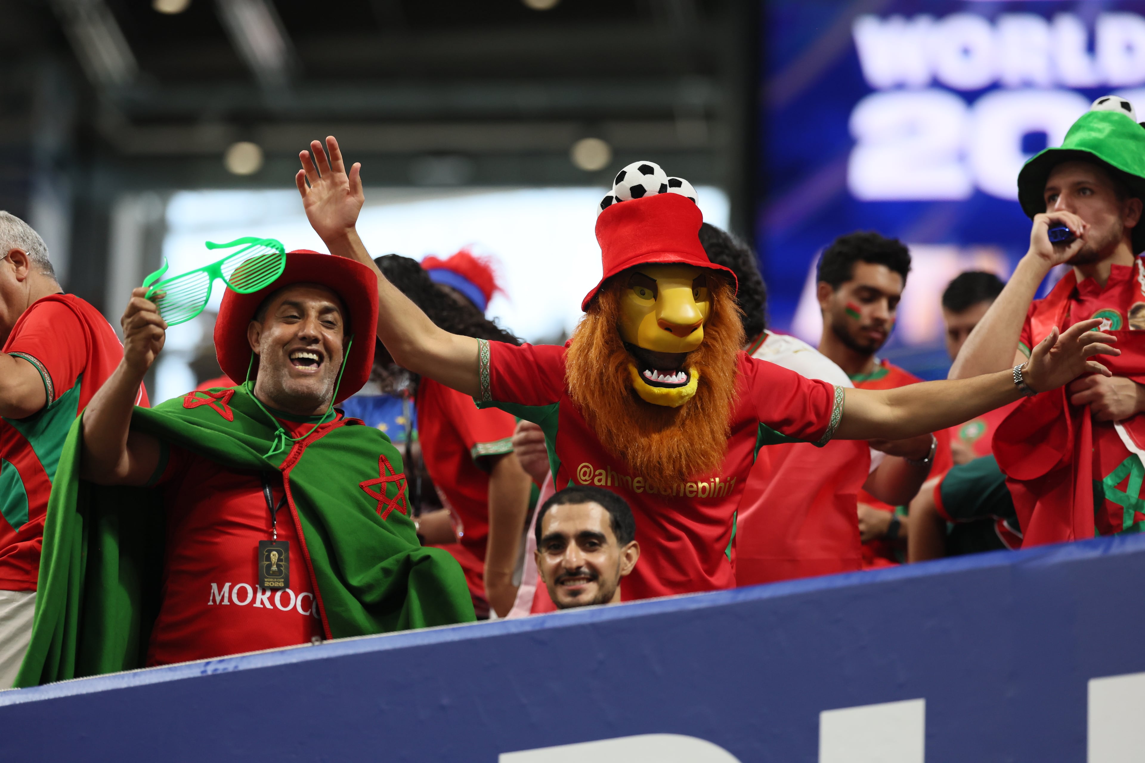 Morocco fan dressed as the team moniker "Atlas Lions" before the start of the Morocco vs. Haiti Group C FIFA World Cup match at Atlanta Stadium (Mercedes-Benz Stadium) on Wednesday, June 24, 2026. (Jason Getz/AJC)